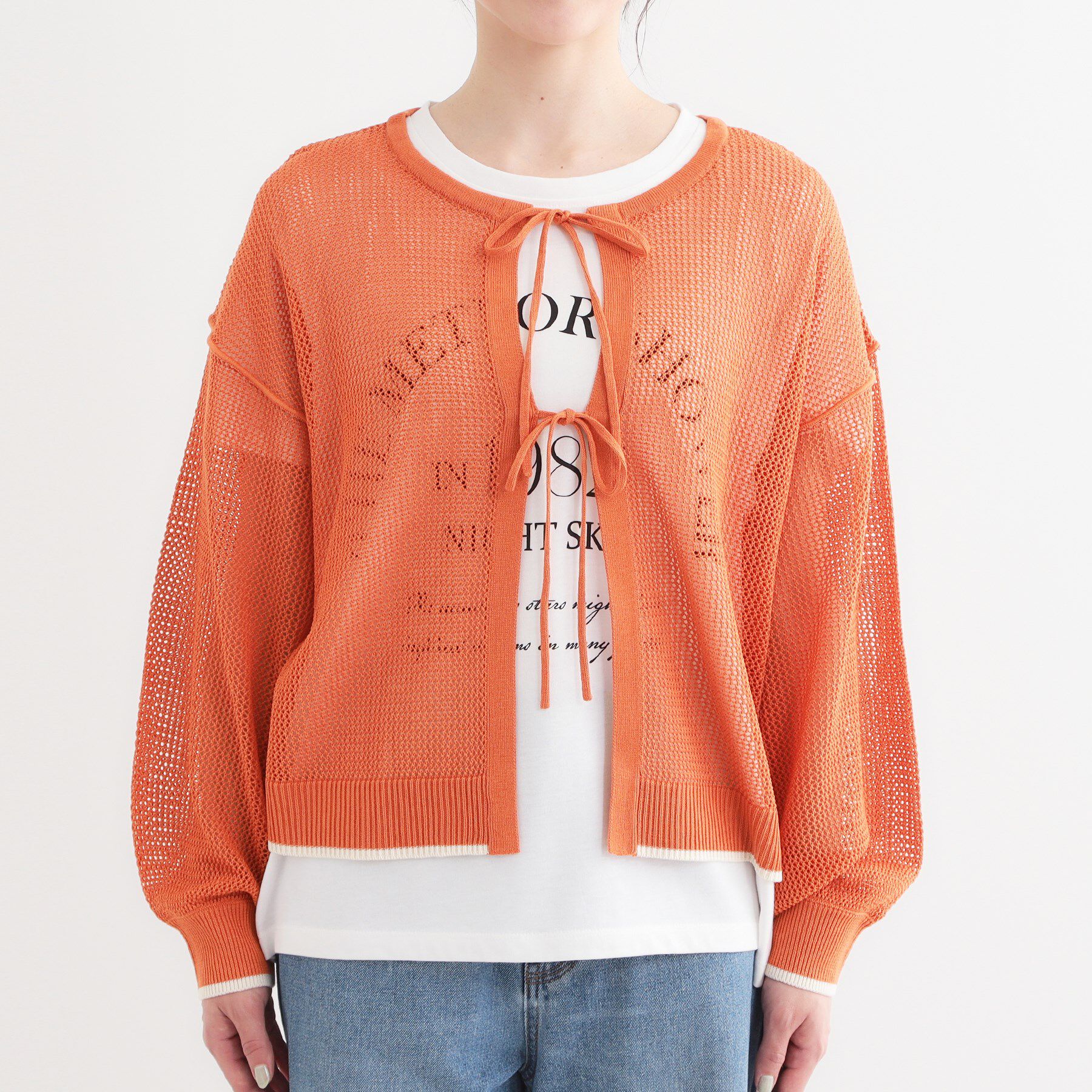 SHOO･LA･RUE「【S-LL/2点セット】前後2WAYで着られるメッシュニット＋ロゴTシャツ」|その他|