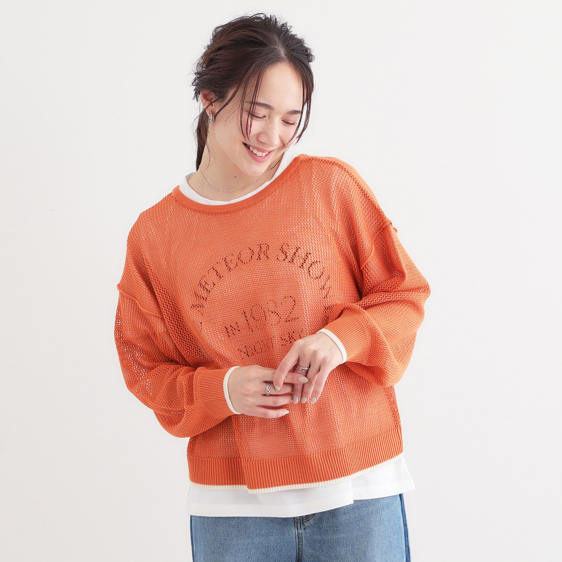 SHOO･LA･RUE「【S-LL/2点セット】前後2WAYで着られるメッシュニット＋ロゴTシャツ」|その他|