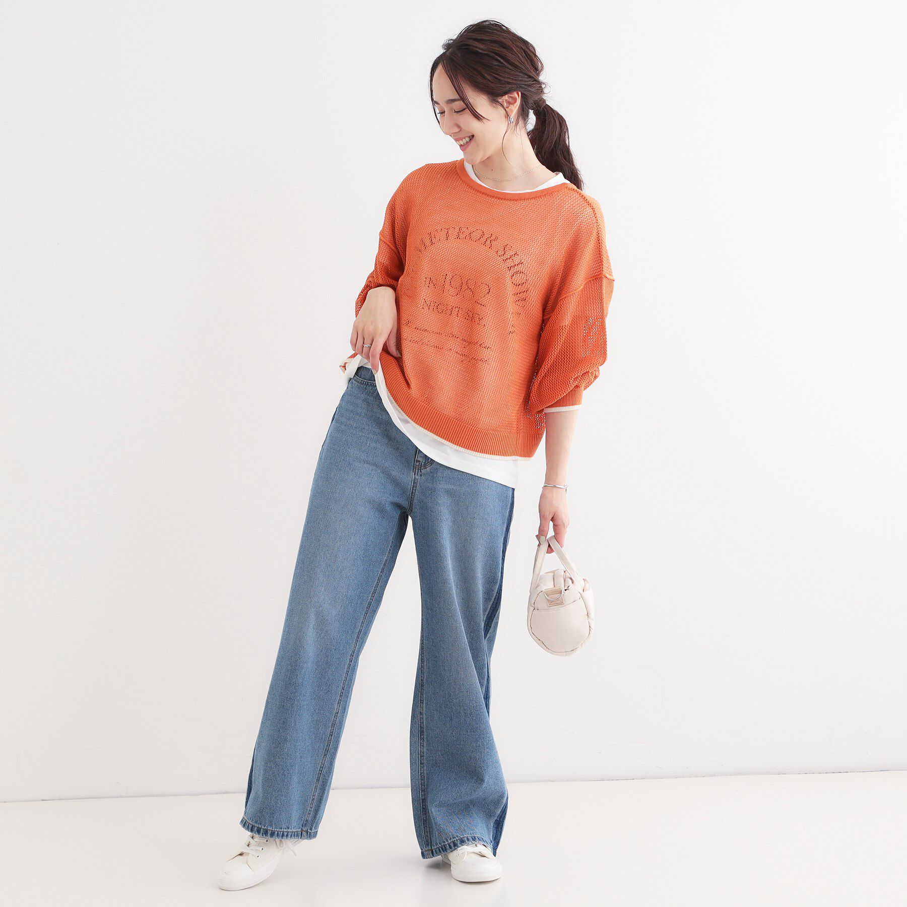 SHOO･LA･RUE「【S-LL/2点セット】前後2WAYで着られるメッシュニット＋ロゴTシャツ」|その他|