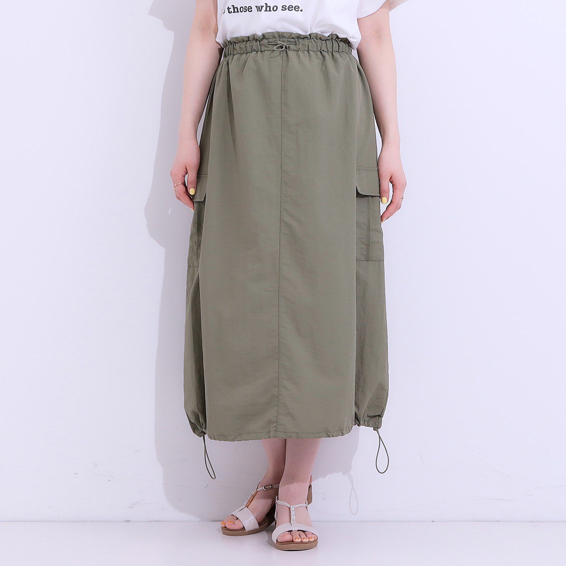 SHOO･LA･RUE「【2WAY/S-LL】バルーンシルエットにもなる ナイロンカーゴスカート」|スカート|