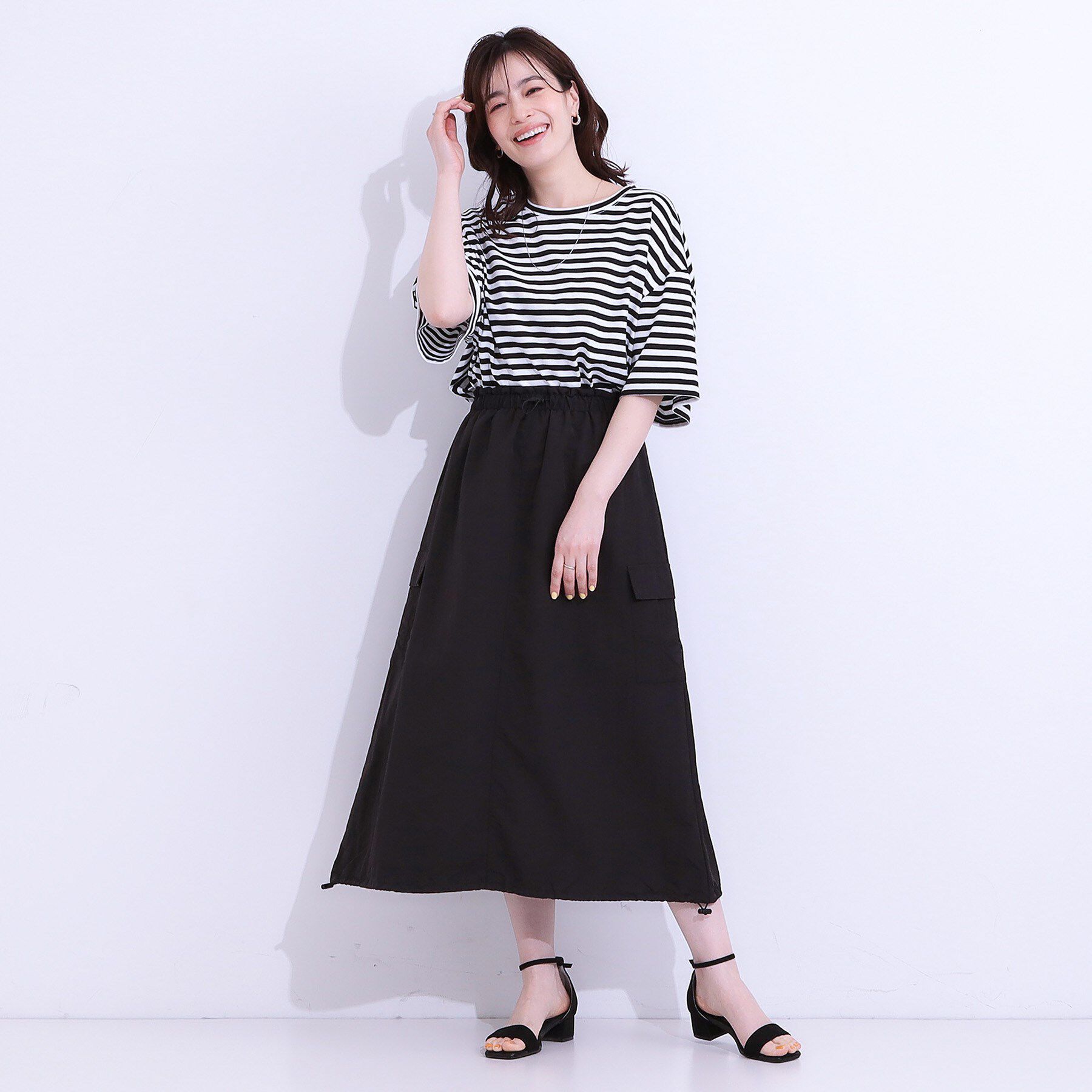 SHOO･LA･RUE「【2WAY/S-LL】バルーンシルエットにもなる ナイロンカーゴスカート」|スカート|