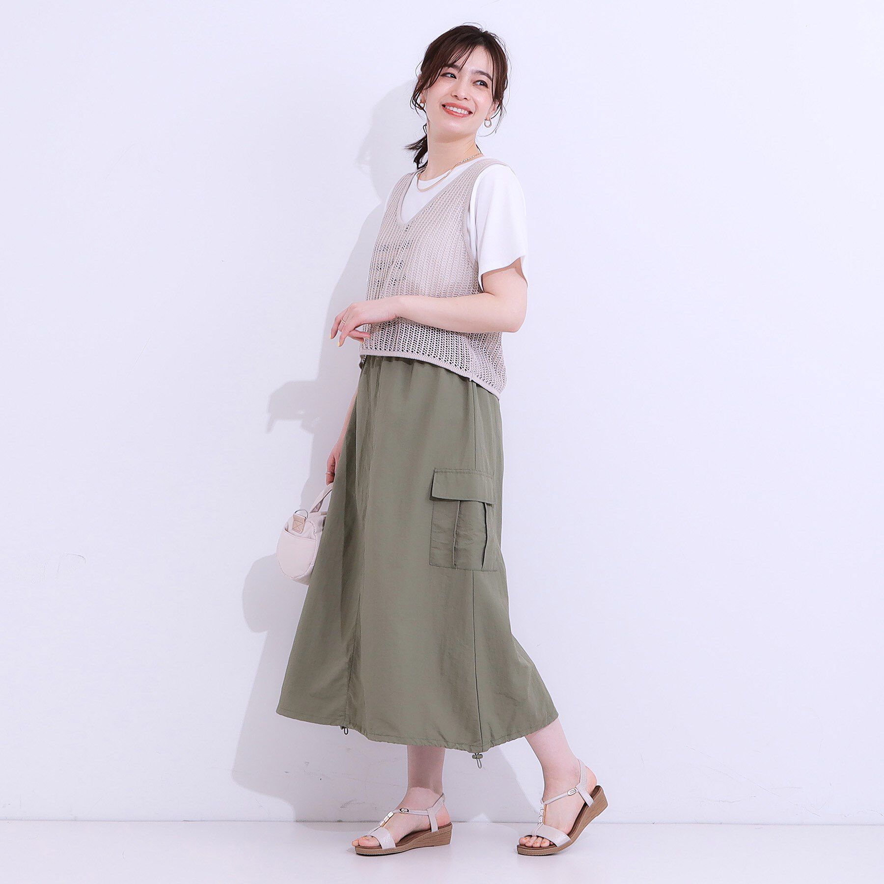 SHOO･LA･RUE「【2WAY/S-LL】バルーンシルエットにもなる ナイロンカーゴスカート」|スカート|