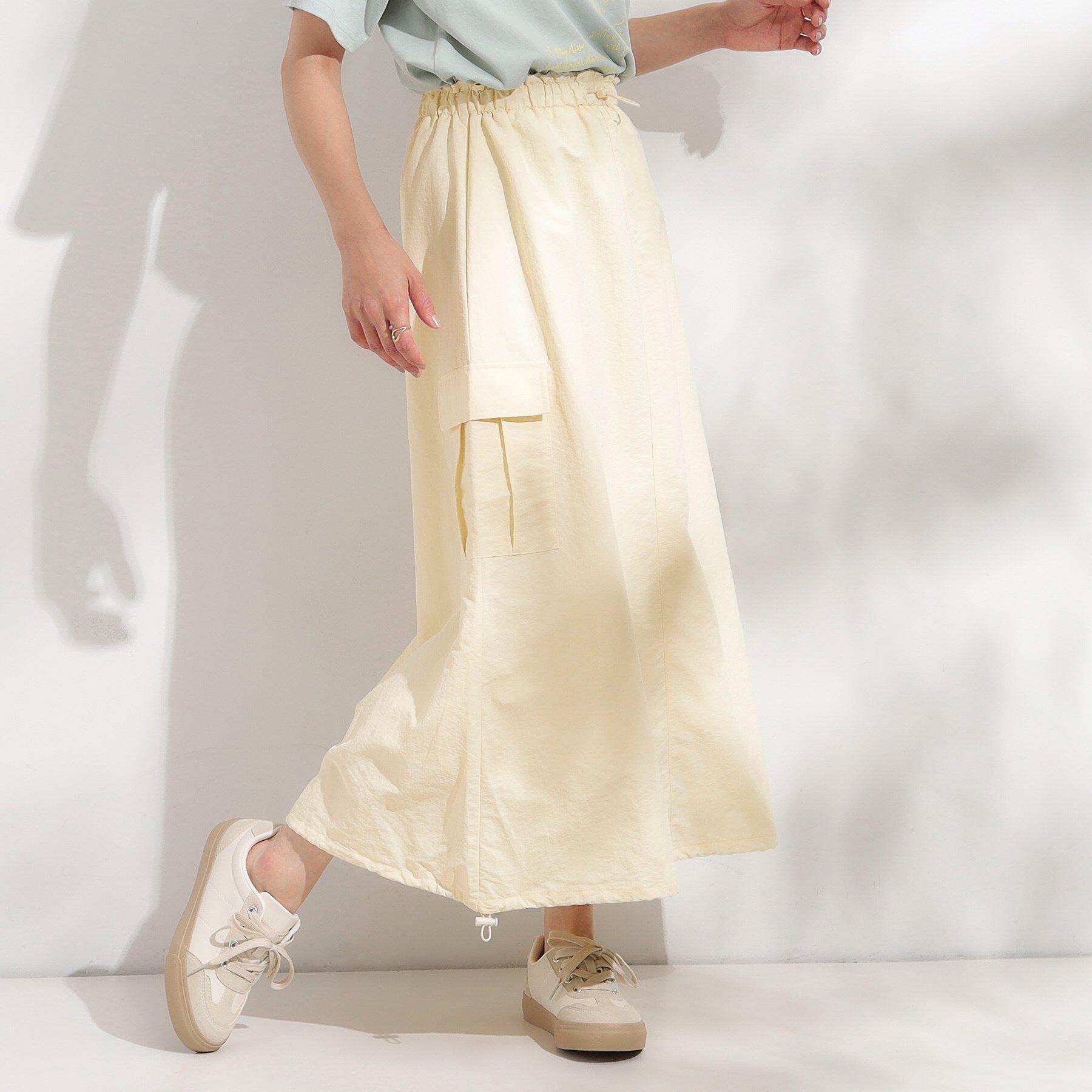 SHOO･LA･RUE「【2WAY/S-LL】バルーンシルエットにもなる ナイロンカーゴスカート」|スカート|