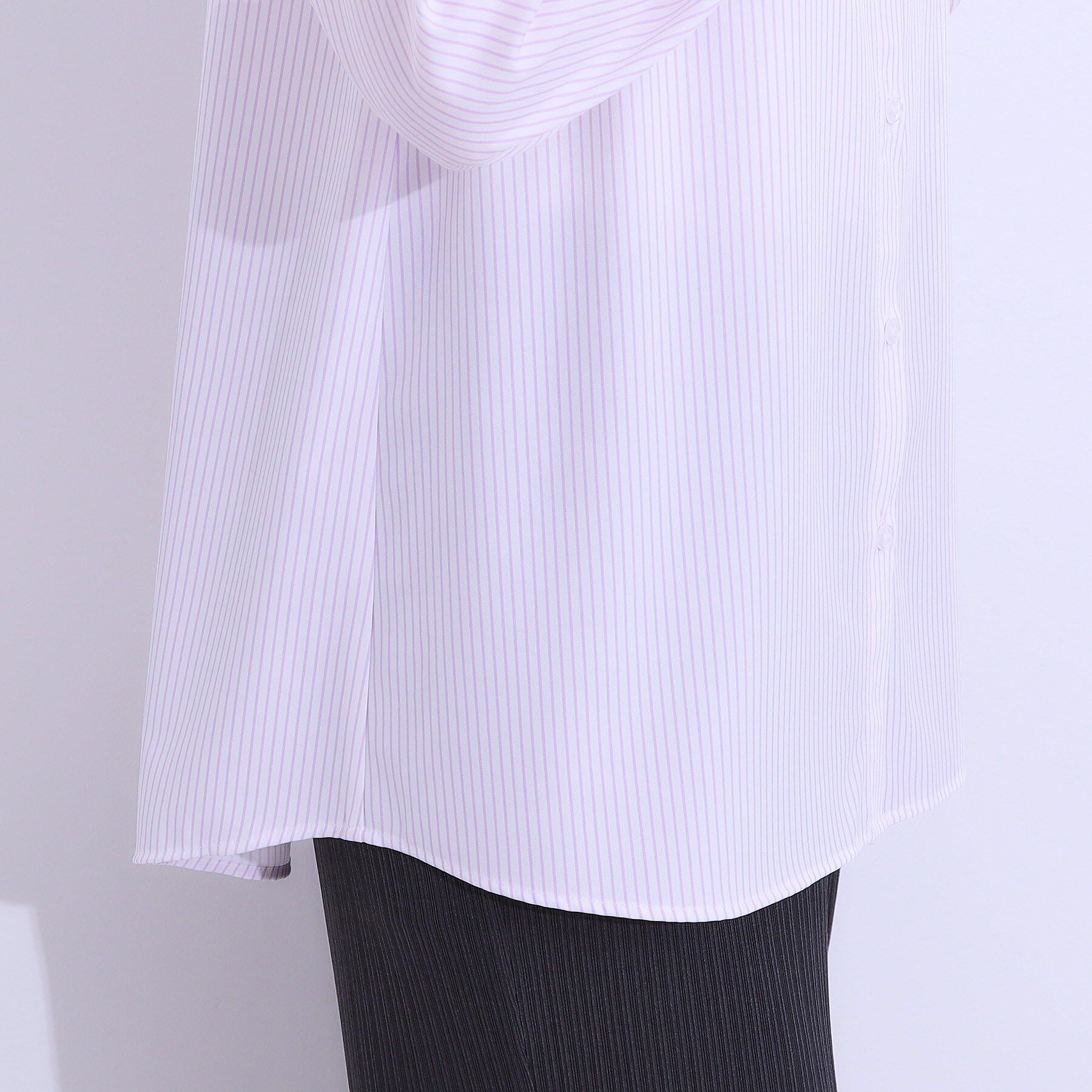 SHOO･LA･RUE「【ひんやり/UV/吸水速乾/洗濯後しわになりにくい】ラッシュガードにもなる ストライプ前開きシャツ」|シャツ・ブラウス|