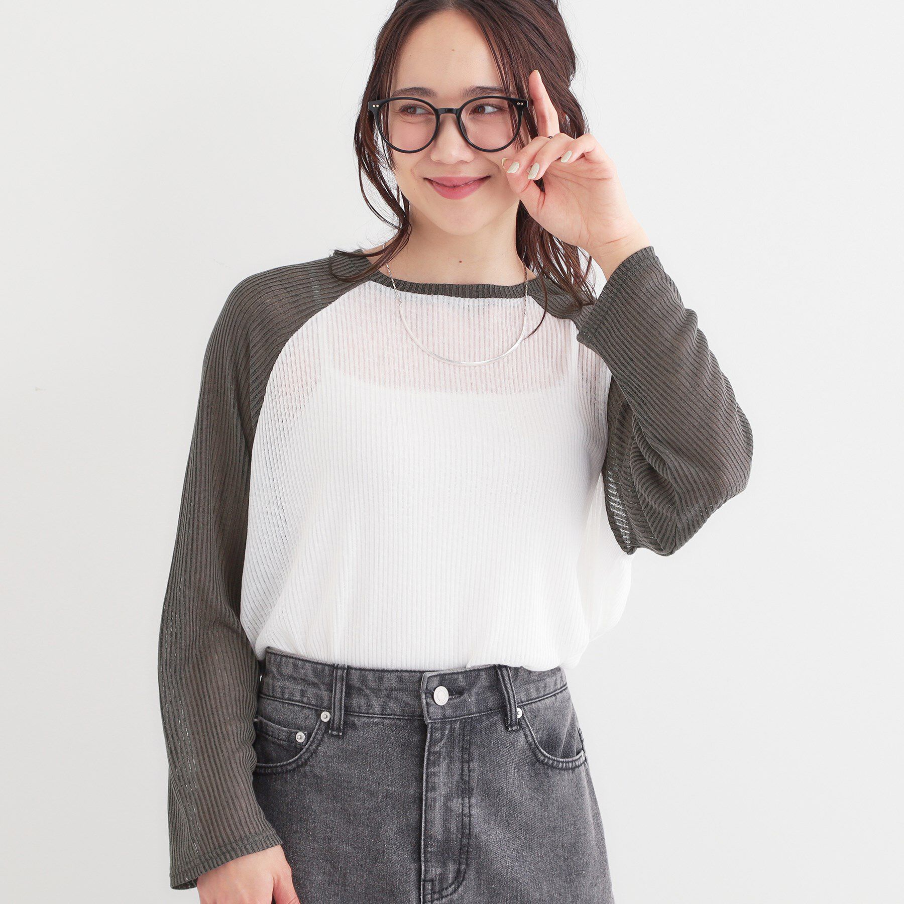 SHOO･LA･RUE「【S-LL】シアーラグランロンT」|Tシャツ・カットソー|ホワイト(001)