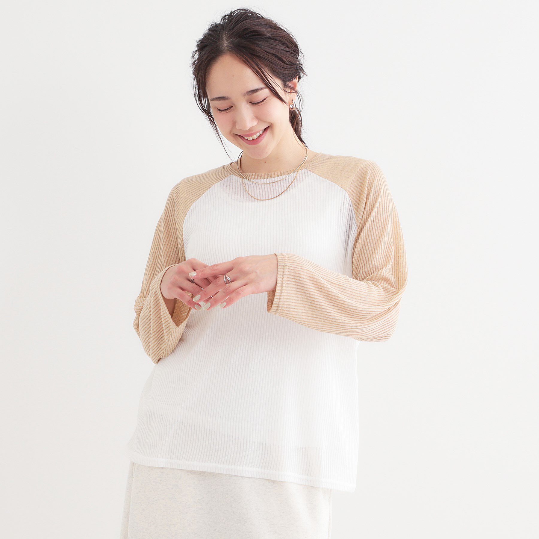 SHOO･LA･RUE「【S-LL】シアーラグランロンT」|Tシャツ・カットソー|