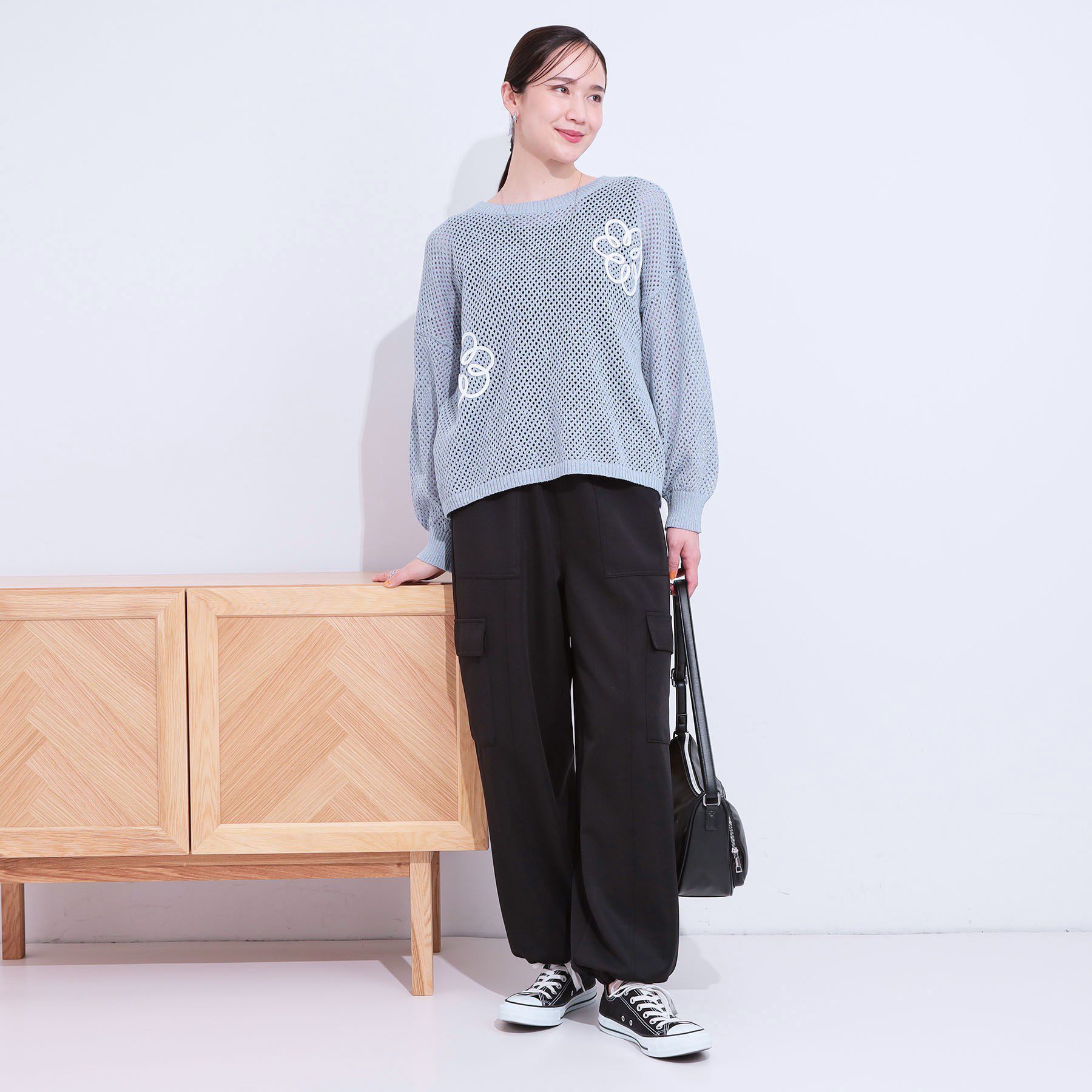 SHOO･LA･RUE「柄コード刺繍アソート メッシュ2WAYカーデ」|カーディガン|