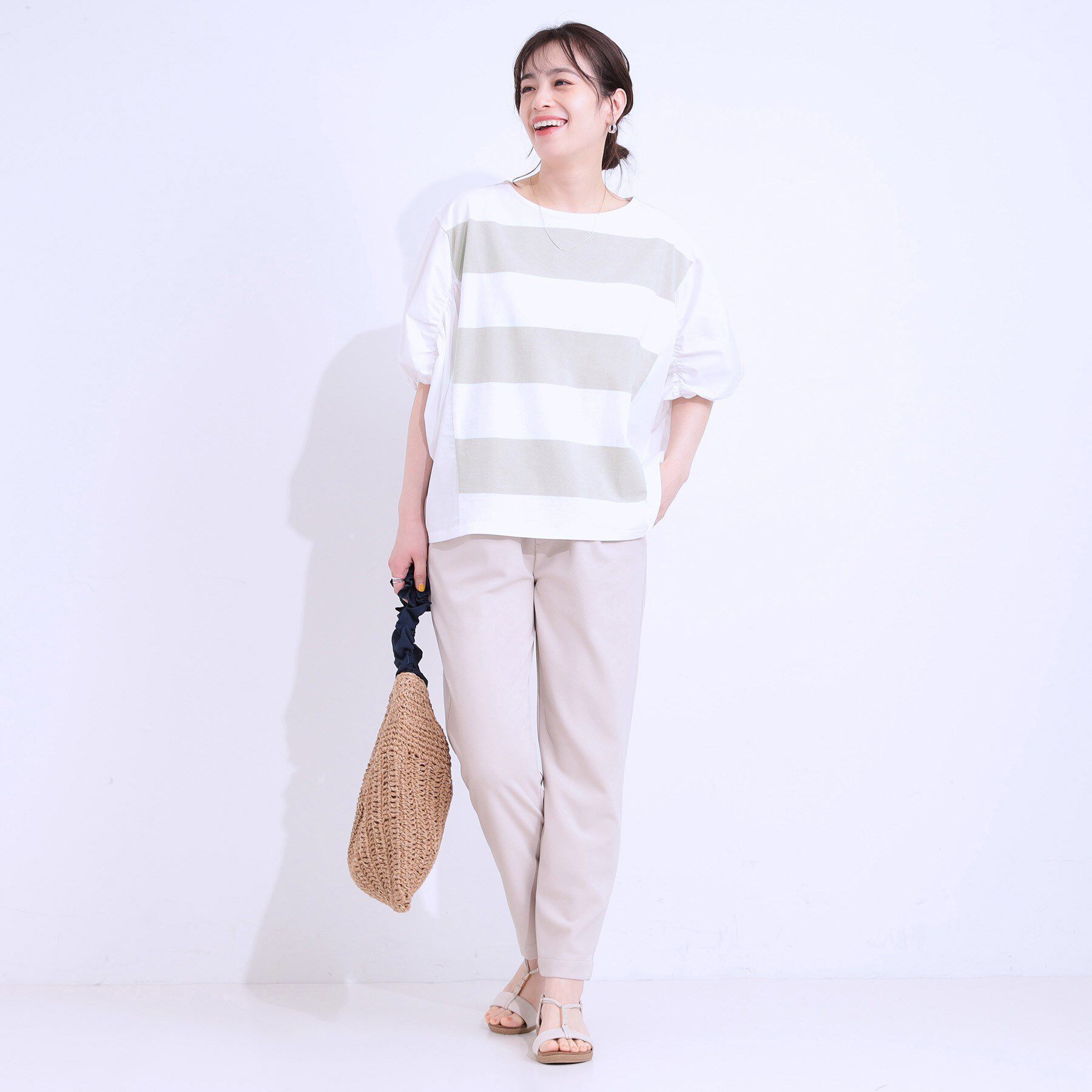 SHOO･LA･RUE「ふわりシルエットが新しい ワイドピッチボーダートップス」|Tシャツ・カットソー|