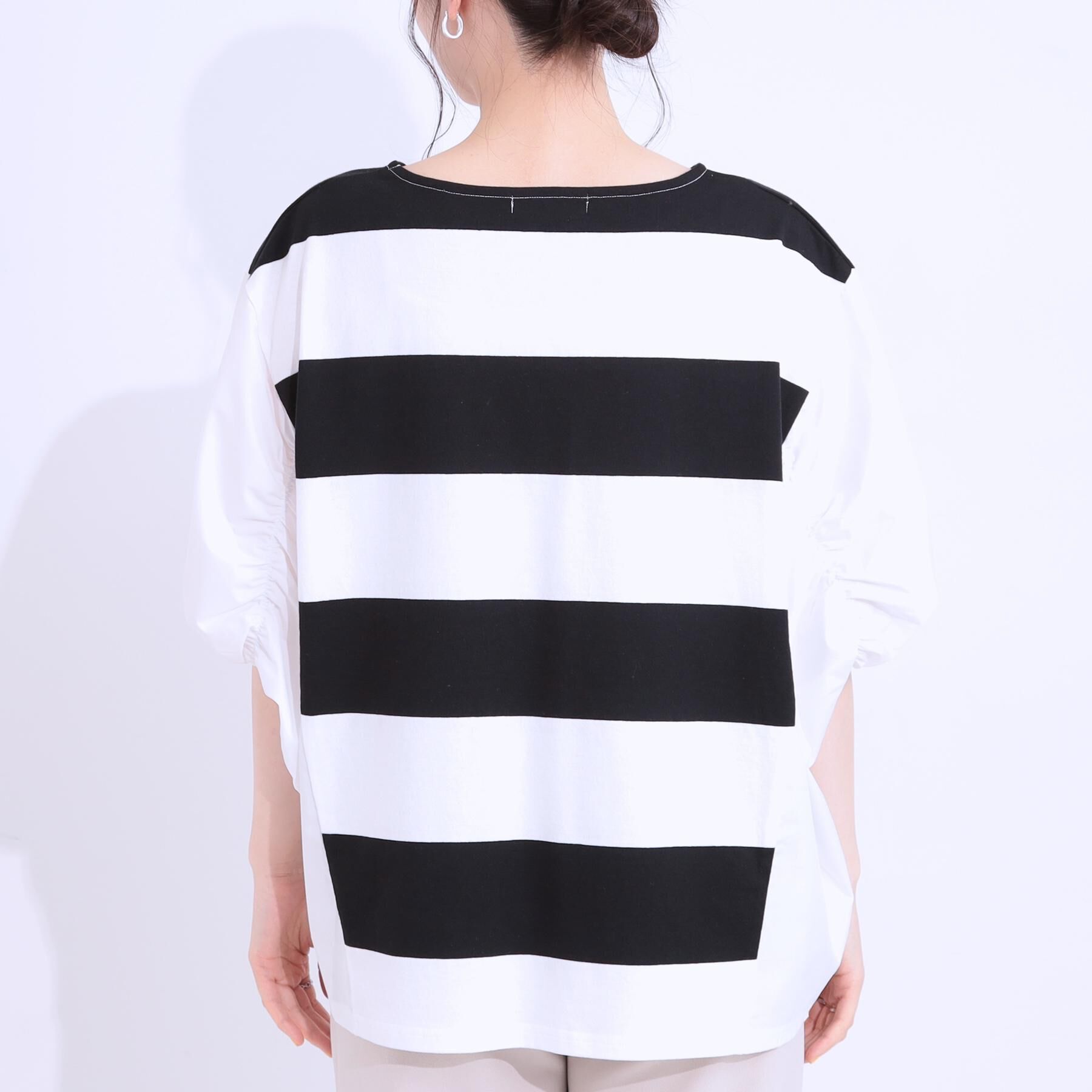 SHOO･LA･RUE「ふわりシルエットが新しい ワイドピッチボーダートップス」|Tシャツ・カットソー|