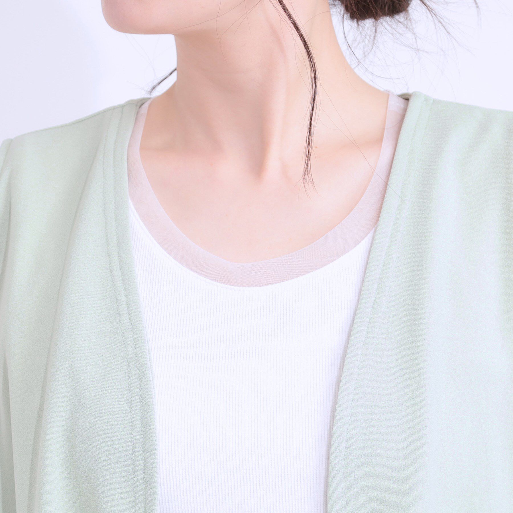 SHOO･LA･RUE「旬を取り入れながら体型カバー ボタンレスエアリージレ」|ベスト・ジレ|