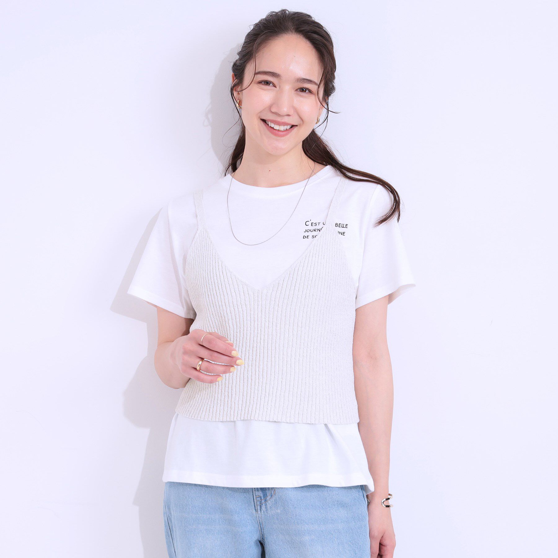 SHOO･LA･RUE「【S-LL/2点セット】ラメニットキャミ＆ロゴTシャツ」|その他|