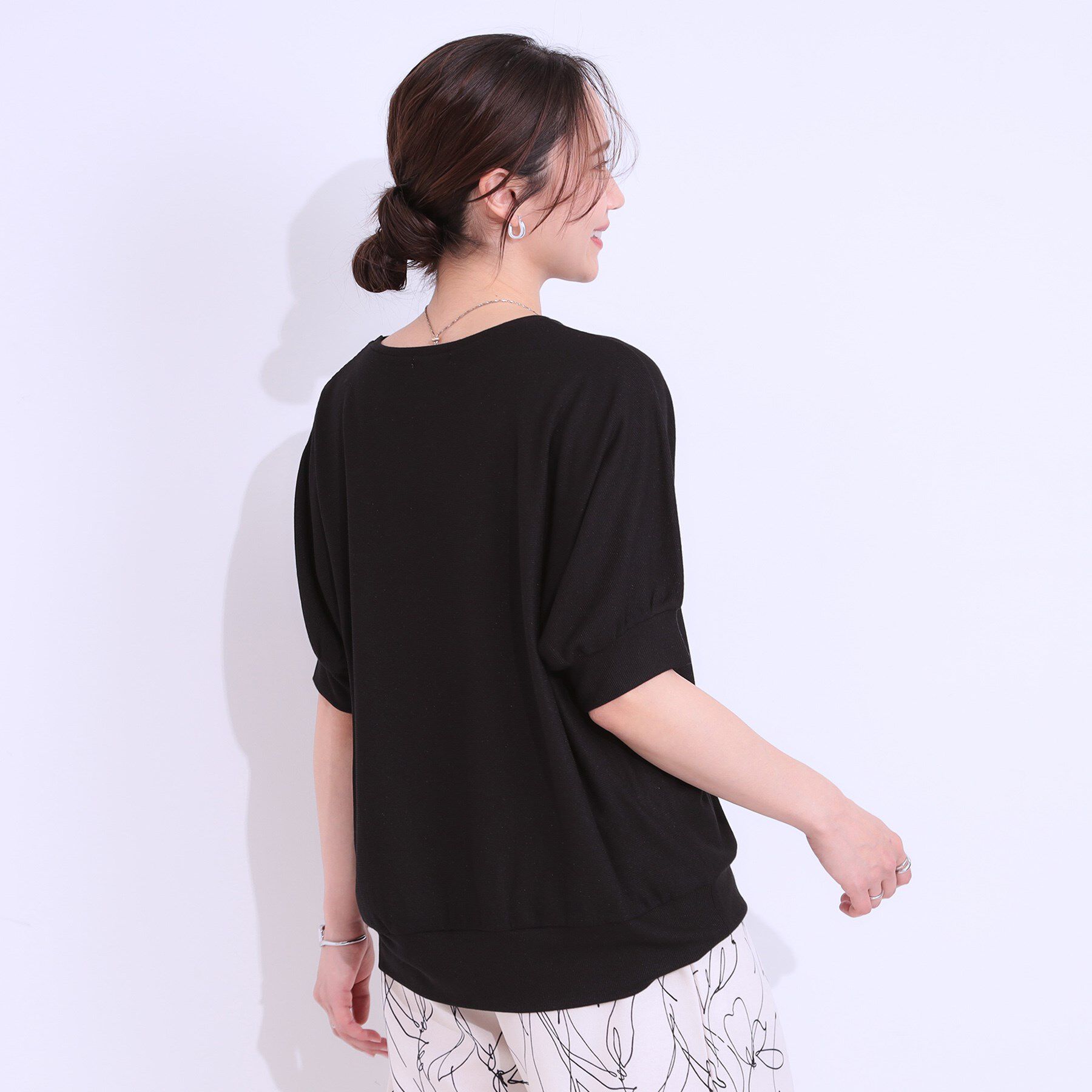 SHOO･LA･RUE「【ひんやり/UV】ほんのりラメで大人上品 お袖リブ ドルマントップス」|Tシャツ・カットソー|