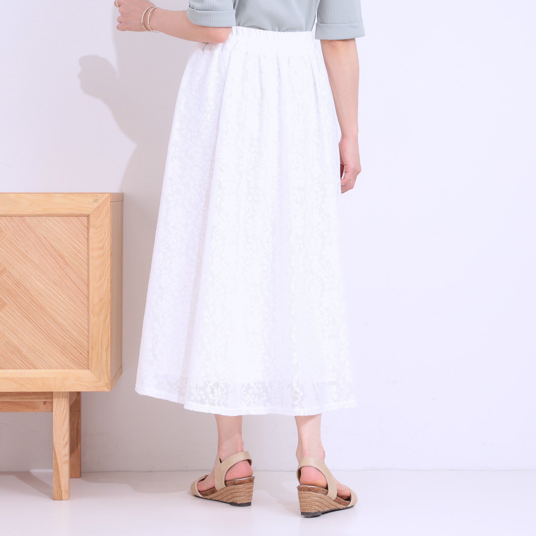 SHOO･LA･RUE「【S-LL】メッシュレースが魅力的なフレアスカート」|スカート|