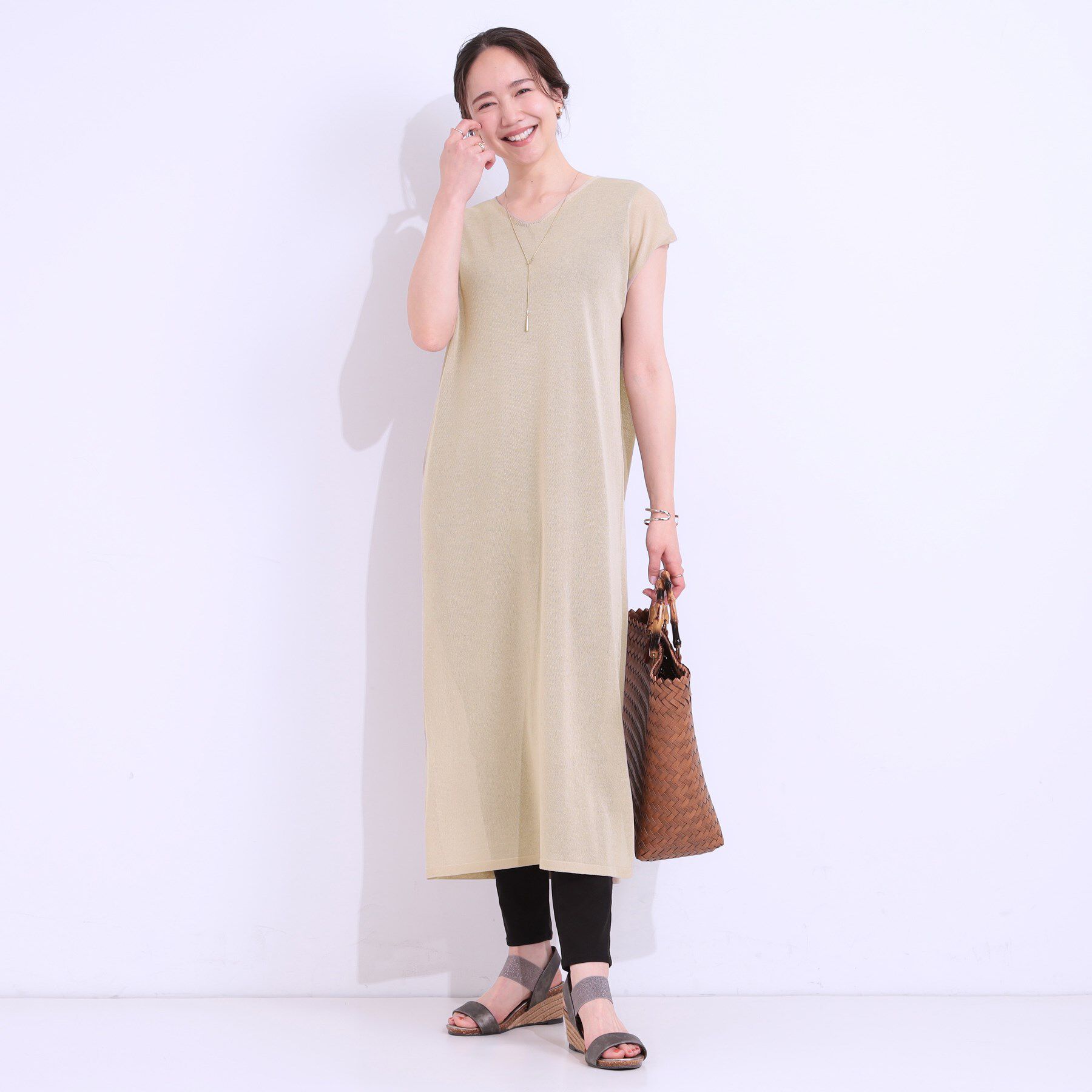 SHOO･LA･RUE「【洗える/S-LL】大人のシアーニットワンピース」|ワンピース|