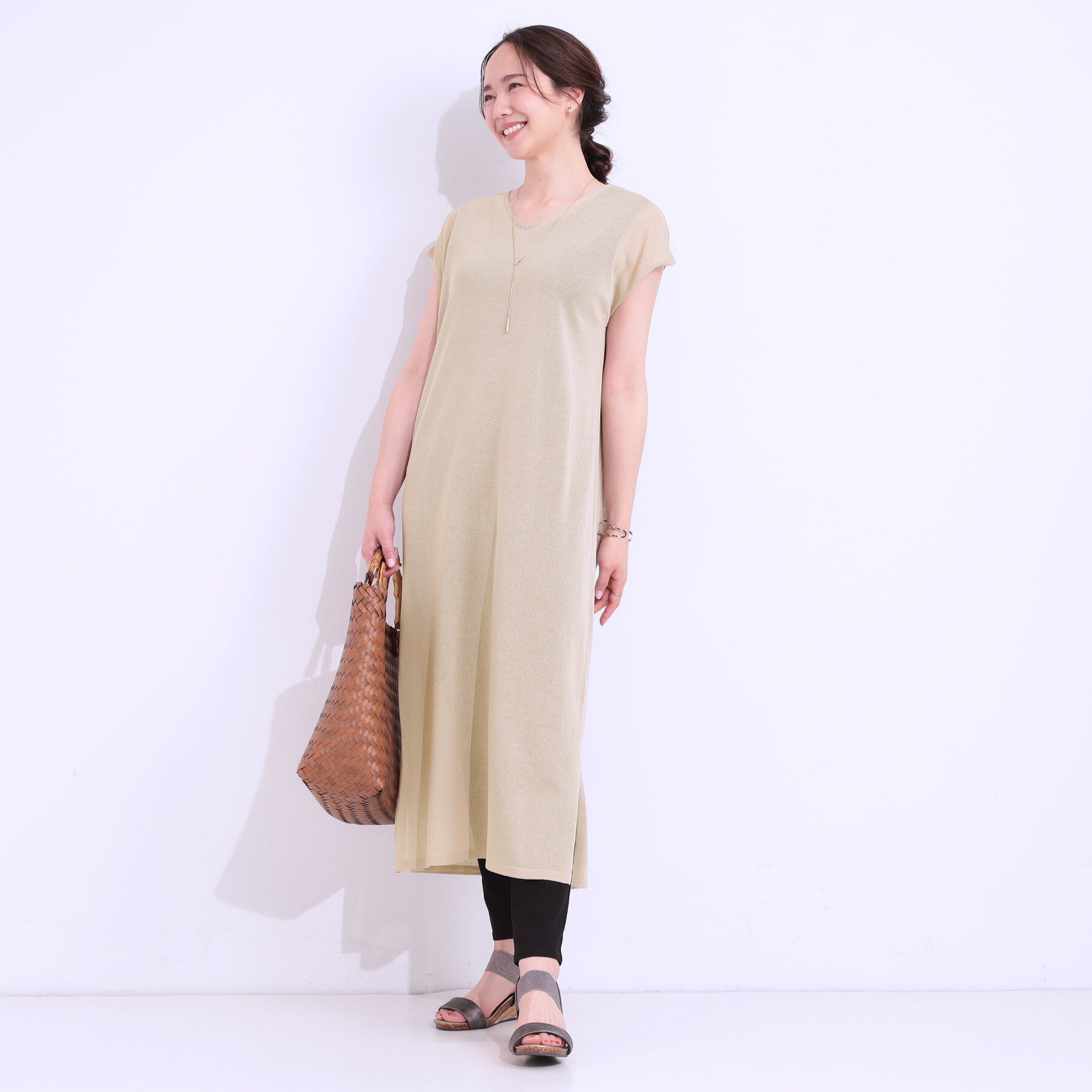 SHOO･LA･RUE「【洗える/S-LL】大人のシアーニットワンピース」|ワンピース|