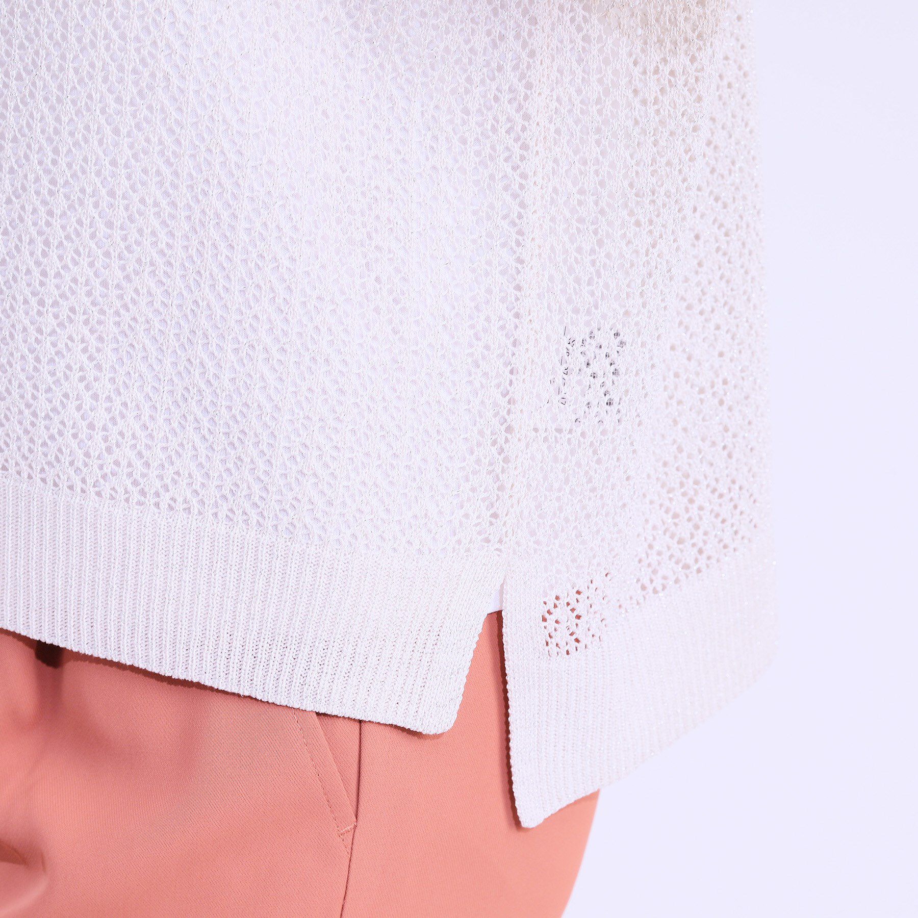 SHOO･LA･RUE「【S-LL/2点セット】程よいラメが上品 透かしニット＋タンクトップ」|ニット・セーター|