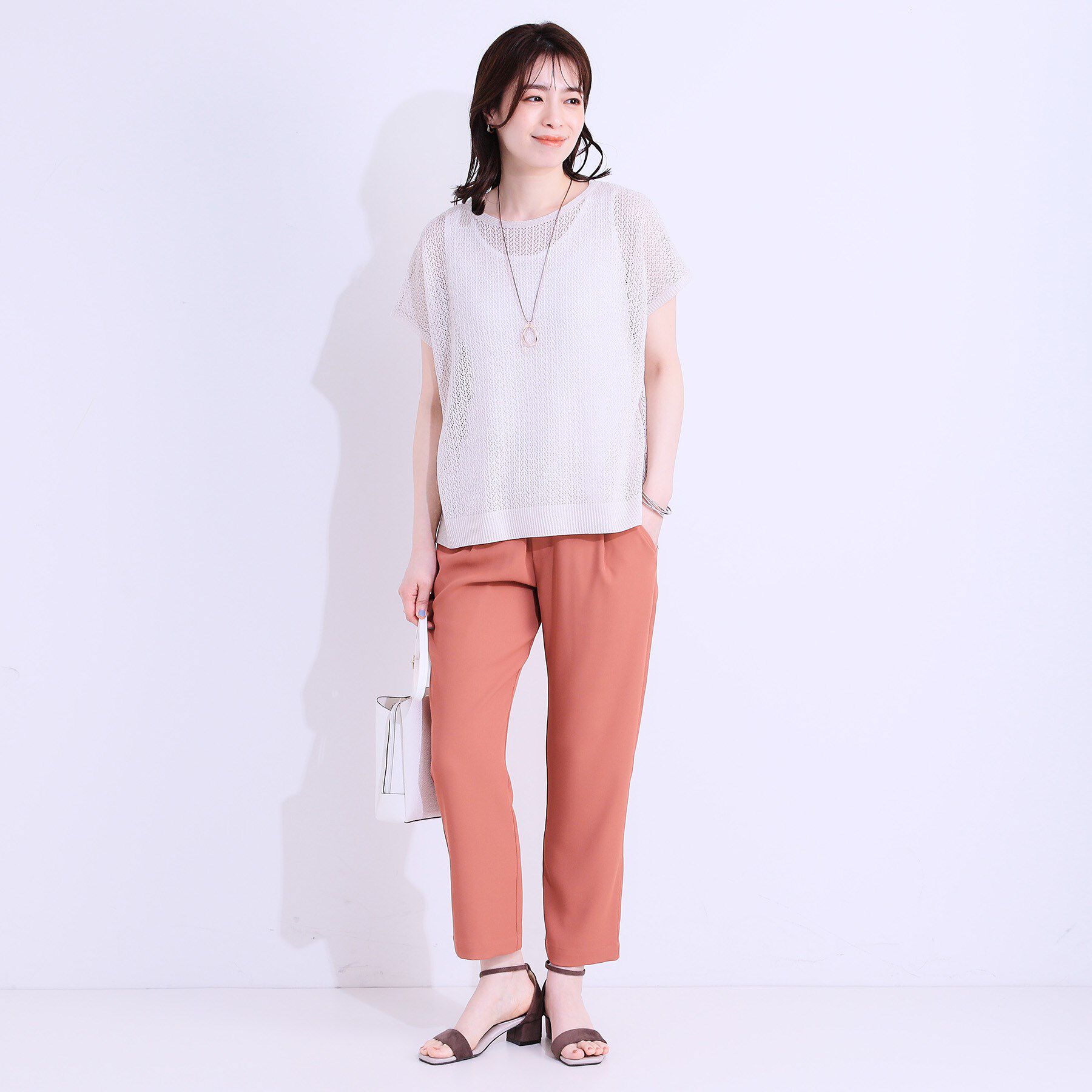 SHOO･LA･RUE「【S-LL/2点セット】程よいラメが上品 透かしニット＋タンクトップ」|ニット・セーター|