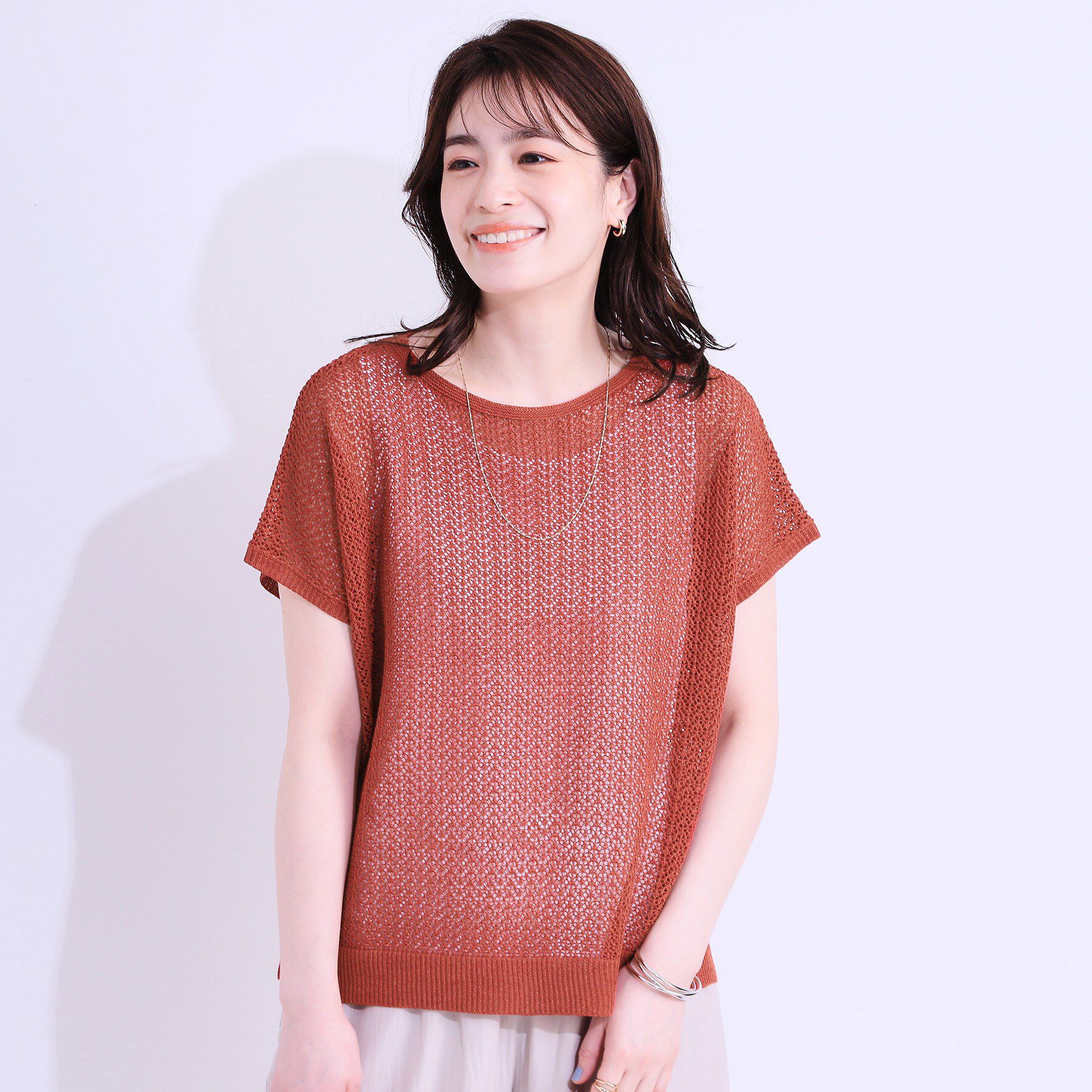 SHOO･LA･RUE「【S-LL/2点セット】程よいラメが上品 透かしニット＋タンクトップ」|ニット・セーター|