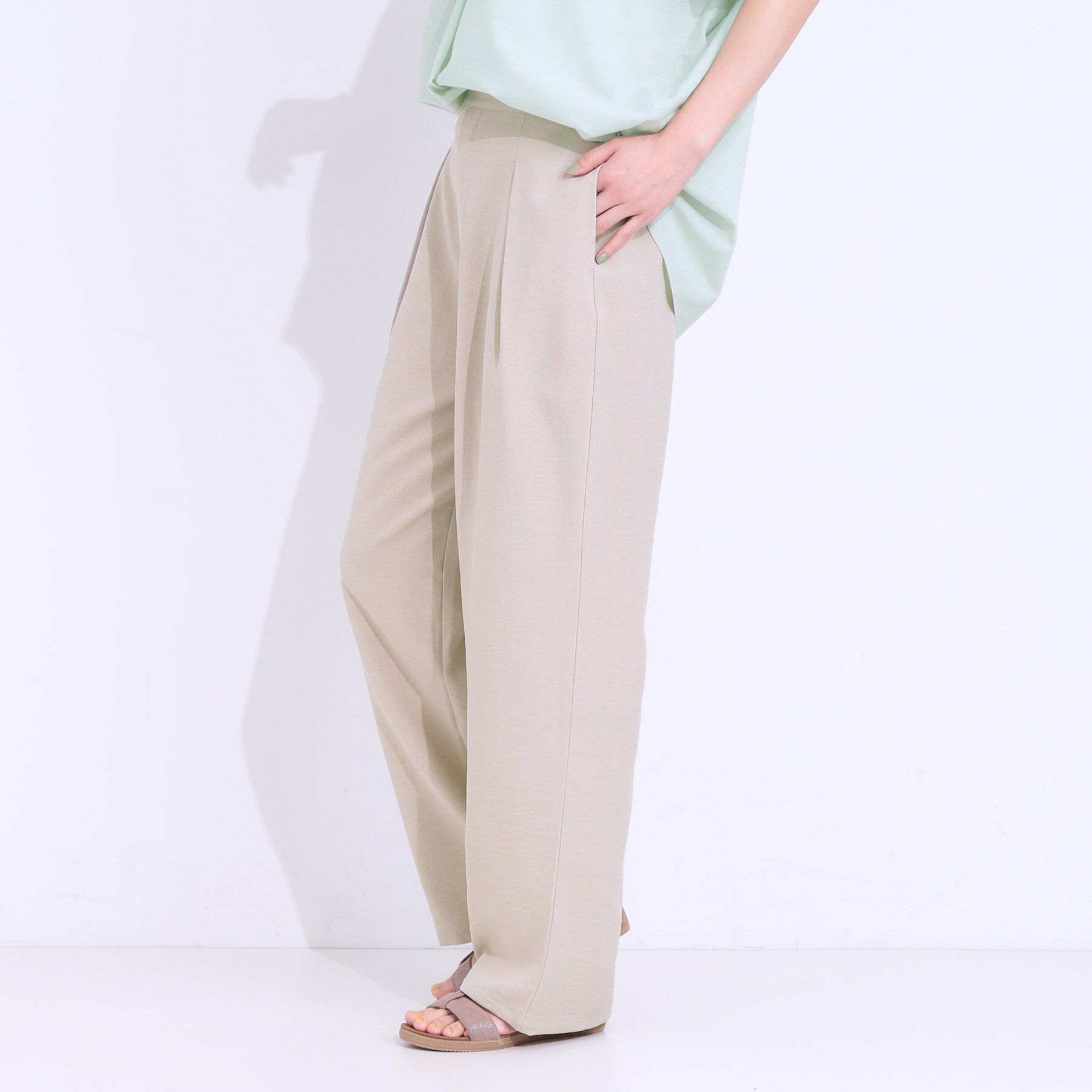 SHOO･LA･RUE「【洗える/S-LL】麻調ビンテージストレート」|その他|