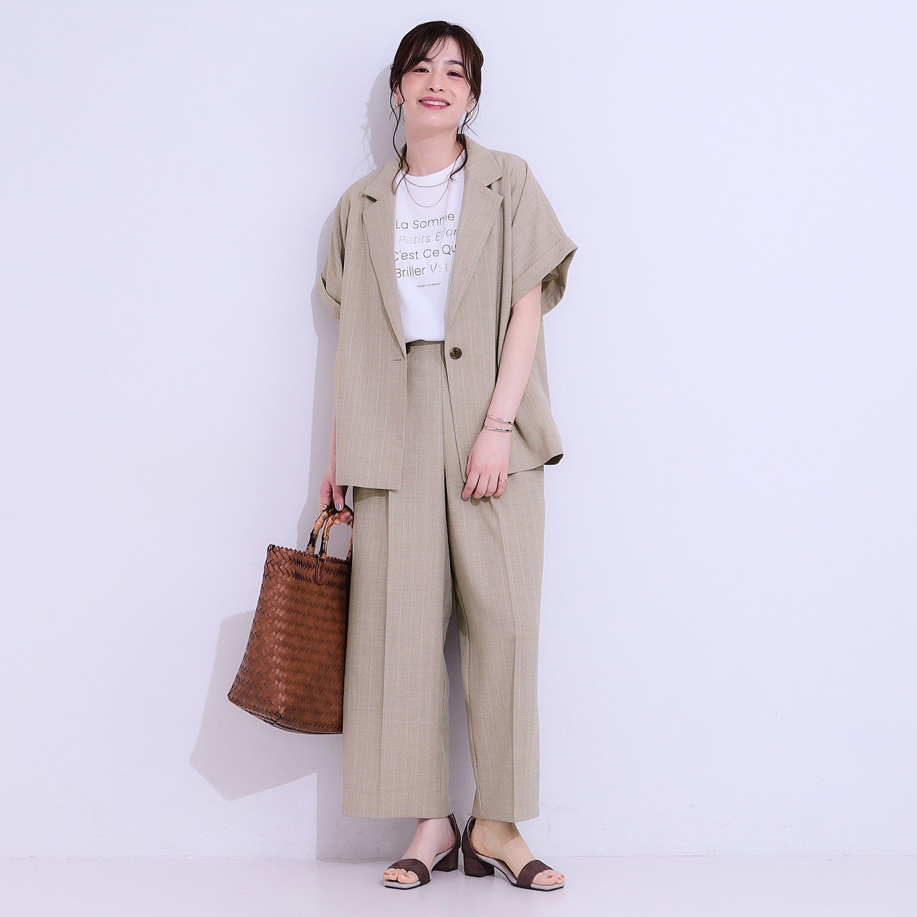 SHOO･LA･RUE「【セットアップ可】麻調半袖ジャケット」|テーラードジャケット|