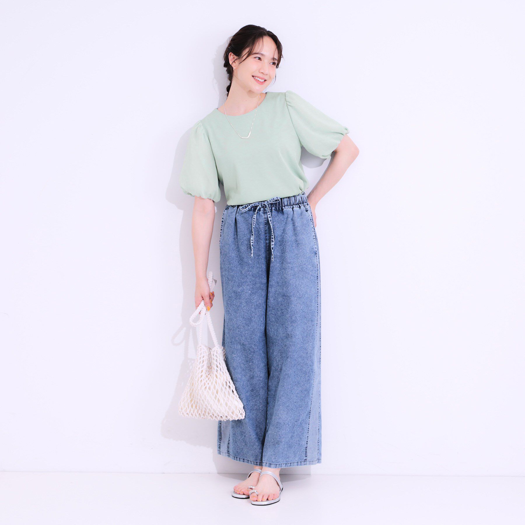 SHOO･LA･RUE「【S-LL/ひんやり/UV】お袖シアー バルーントップス」|Tシャツ・カットソー|