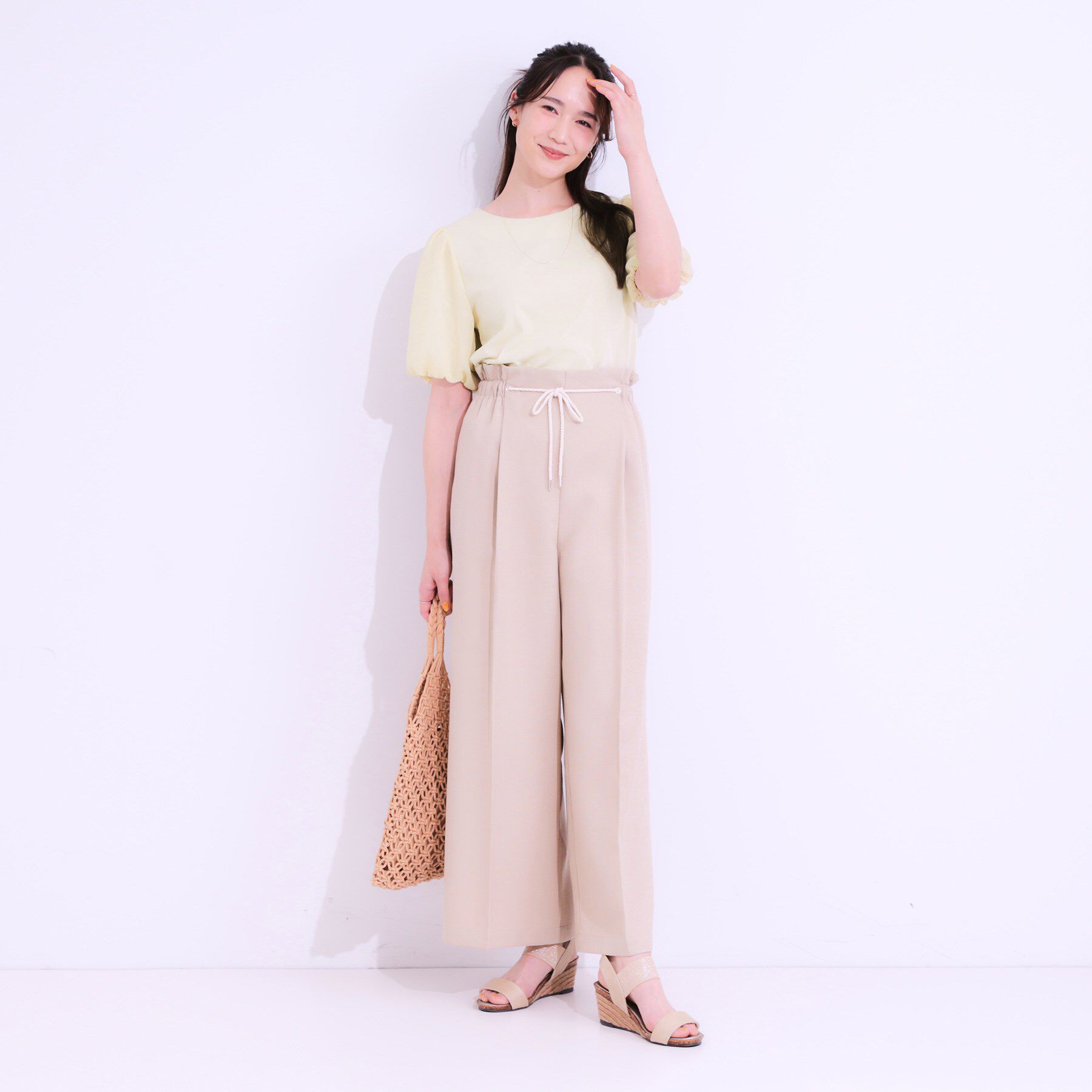 SHOO･LA･RUE「【S-LL/ひんやり/UV】お袖シアー バルーントップス」|Tシャツ・カットソー|