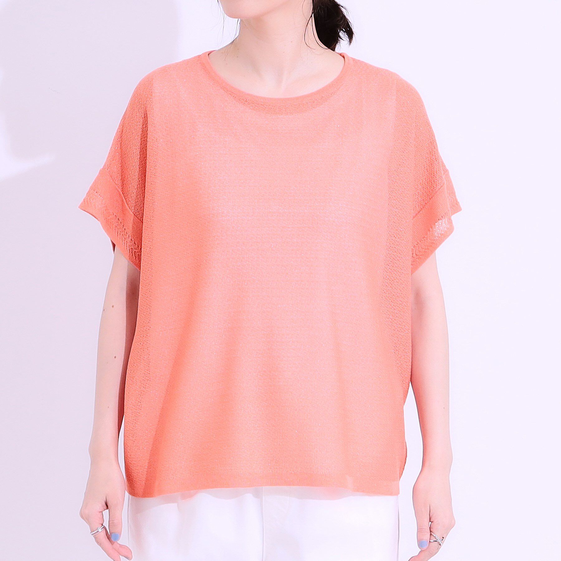 SHOO･LA･RUE「【S-LL/2点セット】涼やかに楽に決まる タンクトップ＋編み柄ニット」|その他|