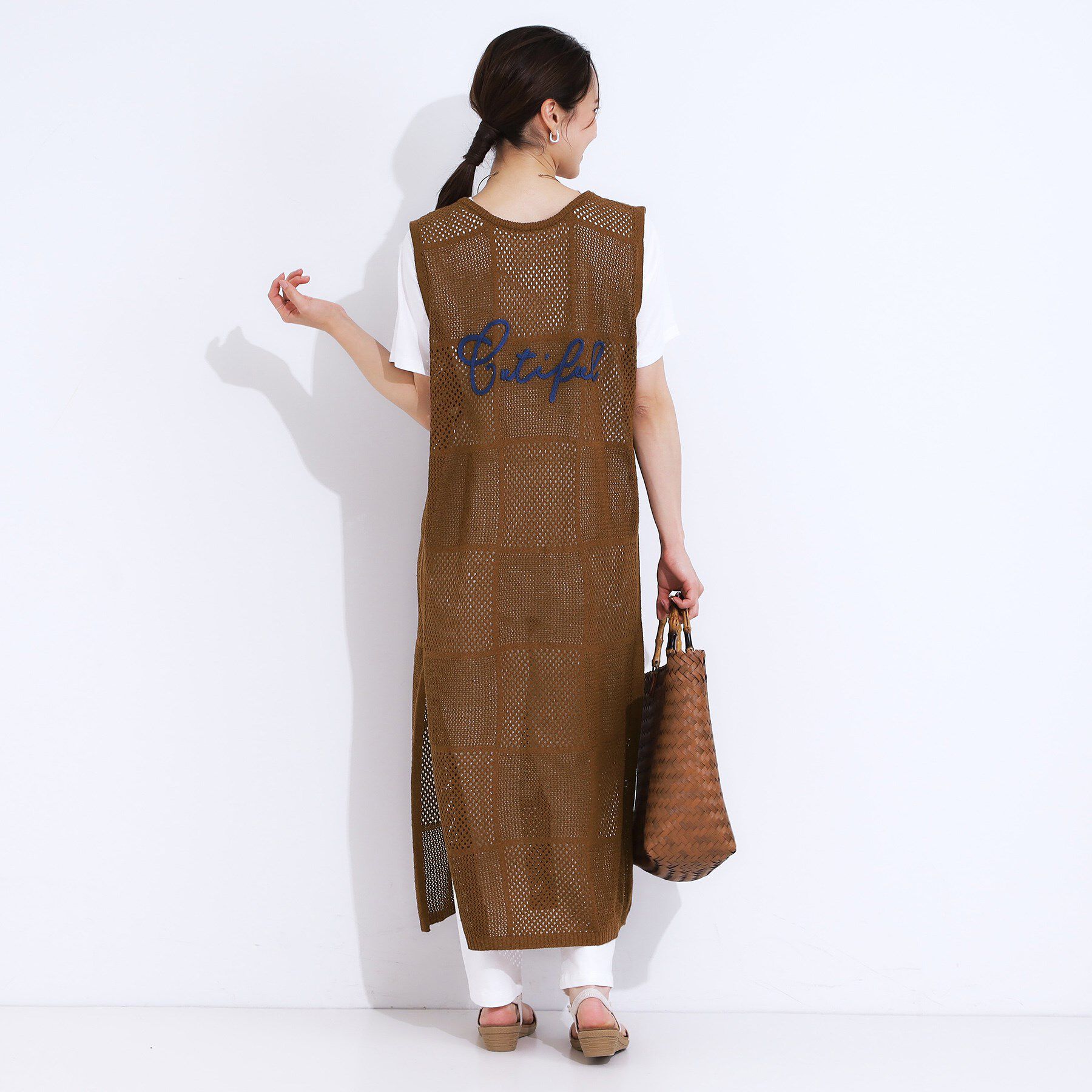 SHOO･LA･RUE「【前後2WAY】リネンライクブークレ パッチワーク風ニットワンピース」|ワンピース|