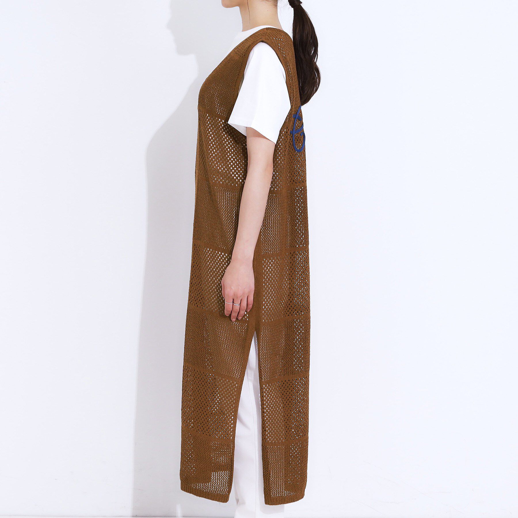 SHOO･LA･RUE「【前後2WAY】リネンライクブークレ パッチワーク風ニットワンピース」|ワンピース|