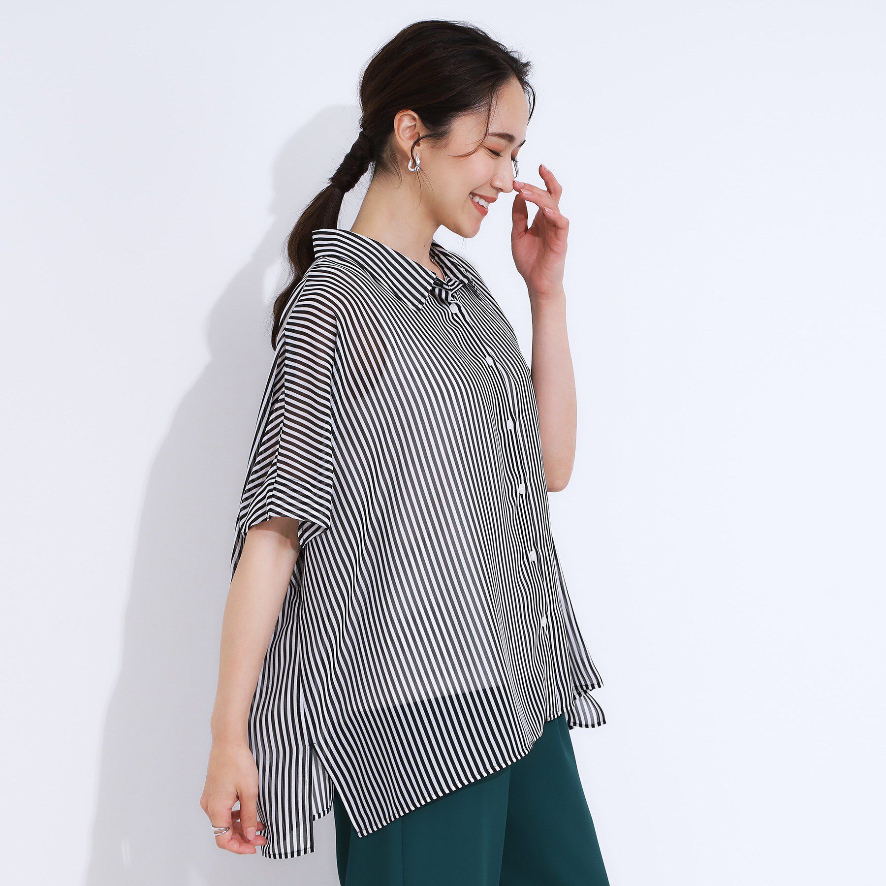 SHOO･LA･RUE「大人のシアー感 ゆるさらポンチョシャツ」|シャツ・ブラウス|