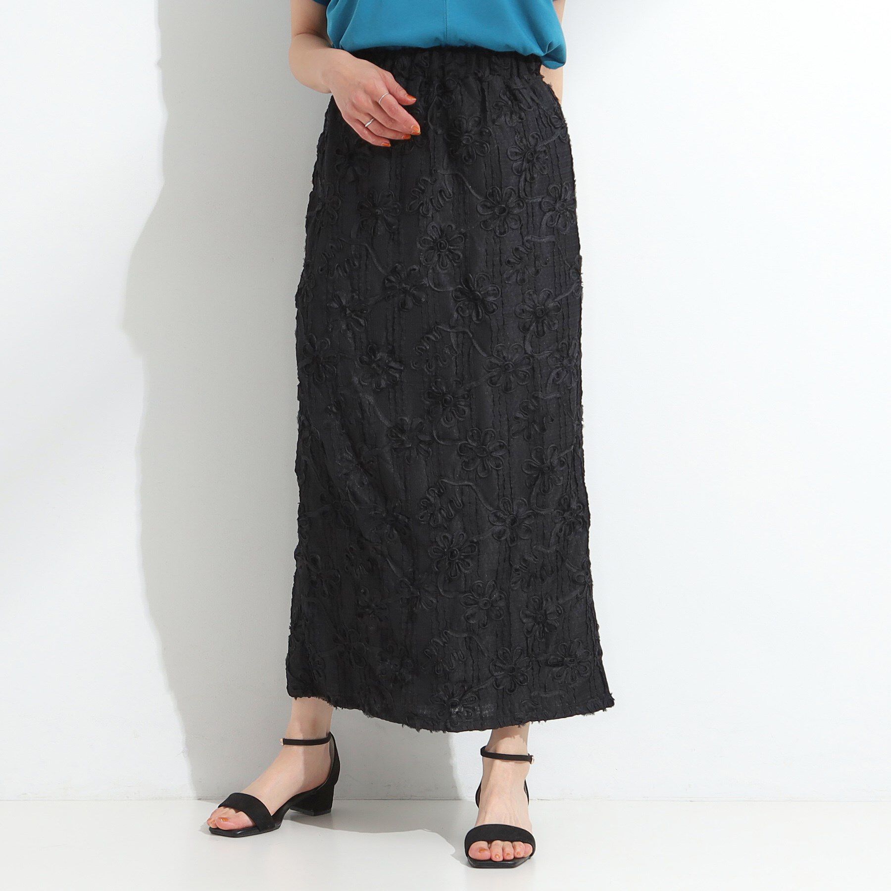 SHOO･LA･RUE「【S-LL】花柄レースナロースカート」|スカート|