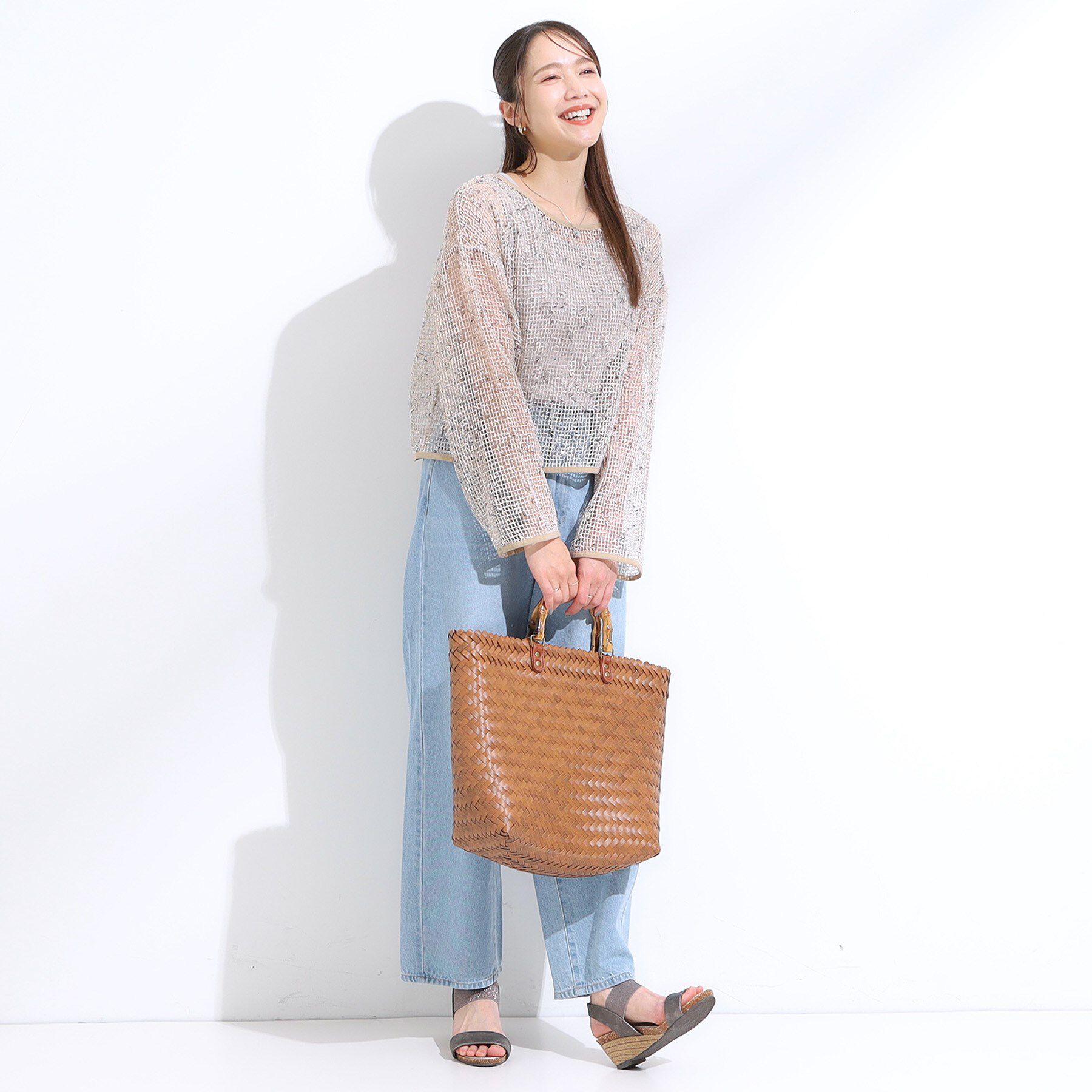 SHOO･LA･RUE「【前後2WAY】夏でもさらりと羽織れる メッシュリボンカーディガン」|カーディガン|