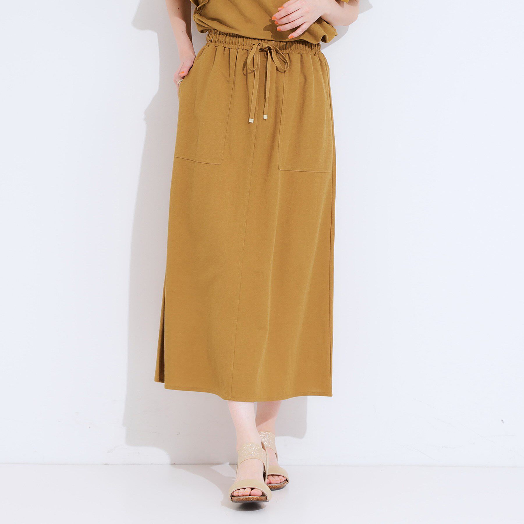 SHOO･LA･RUE「【セットアップ可/ひんやり】大人カジュアルに ベイカー風デザインスカート」|スカート|