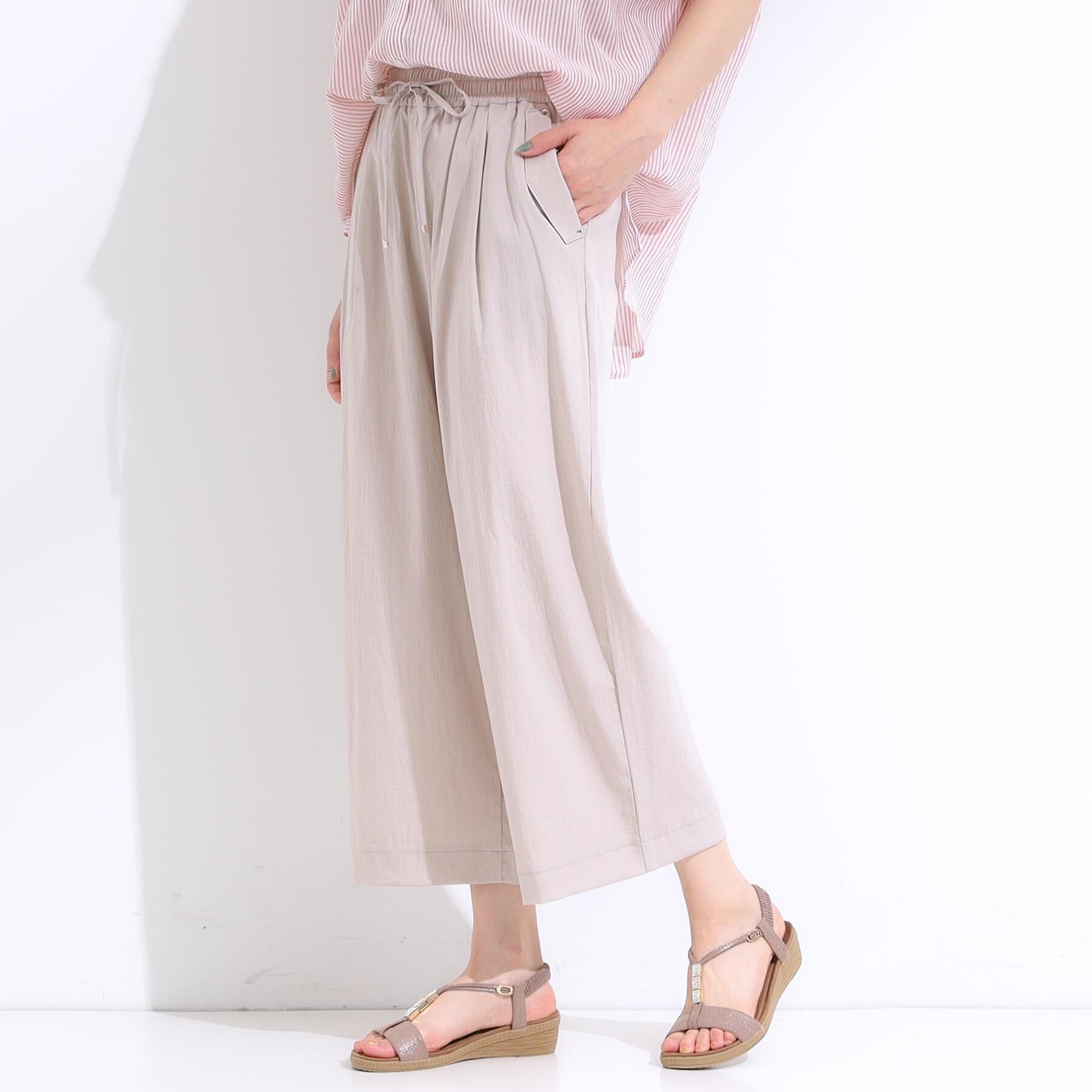 SHOO･LA･RUE「【着丈選べる】触れる度ひんやり ゆるきれい イージーワイドパンツ」|その他|