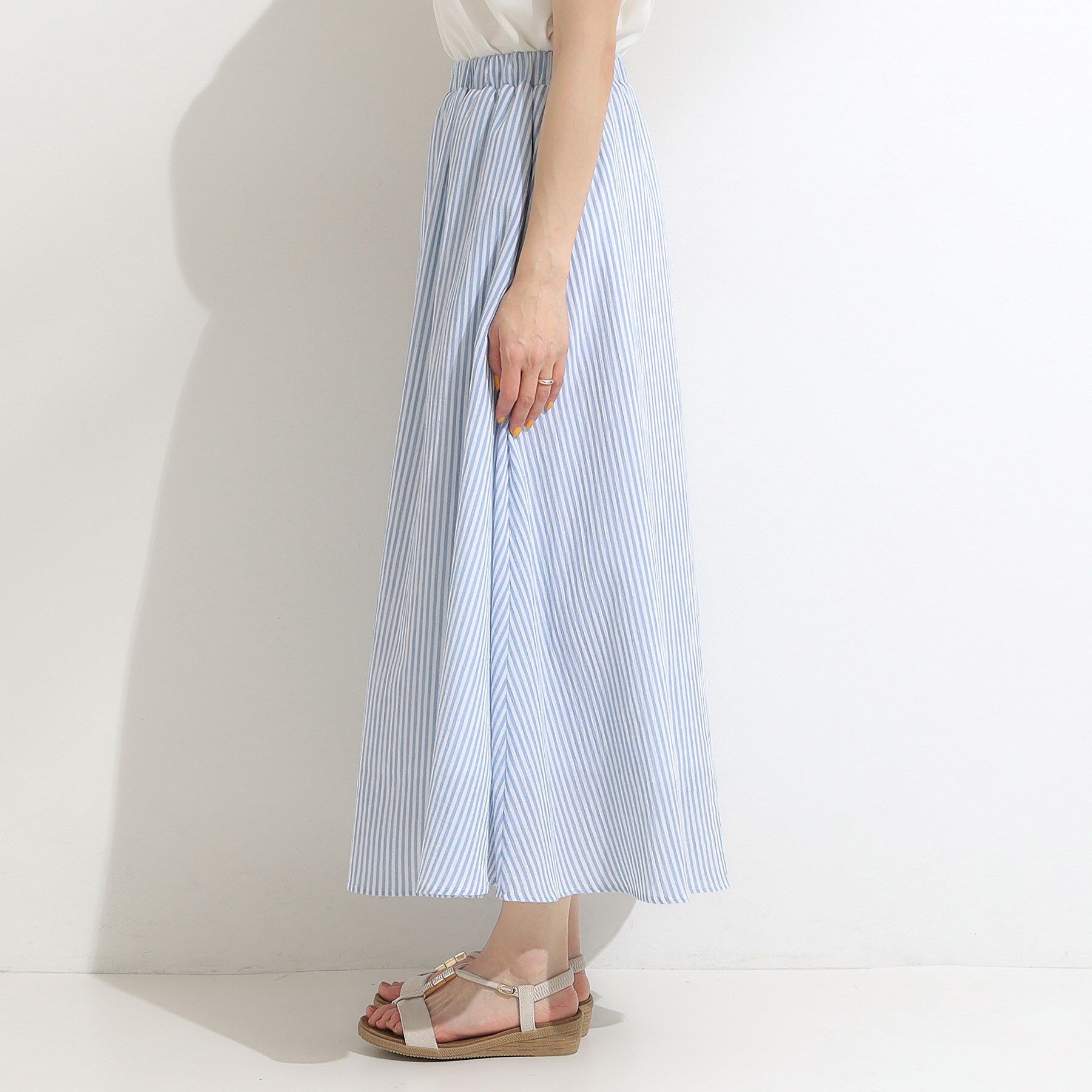 SHOO･LA･RUE「ふんわり軽やか ストライプギャザースカート」|スカート|