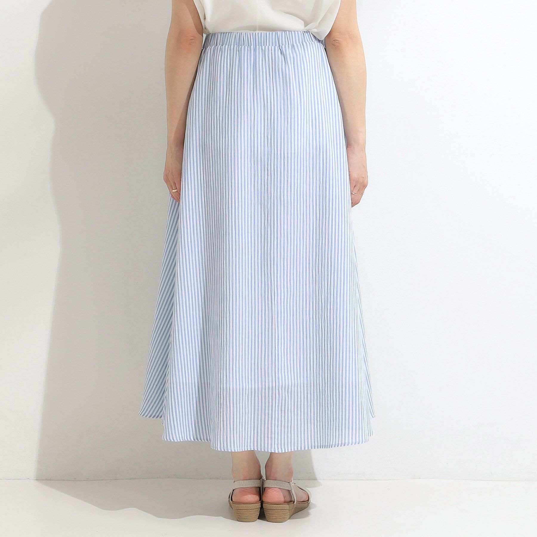 SHOO･LA･RUE「ふんわり軽やか ストライプギャザースカート」|スカート|