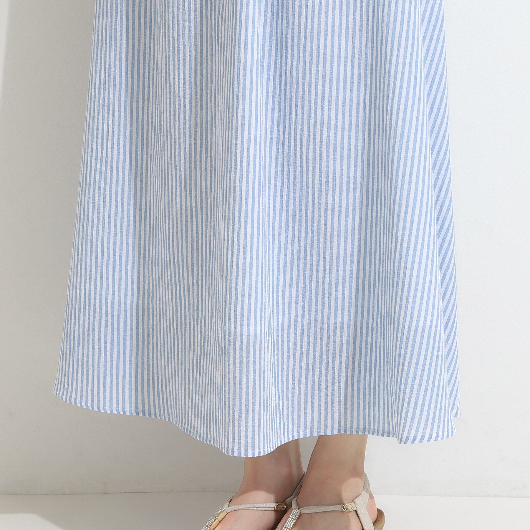 SHOO･LA･RUE「ふんわり軽やか ストライプギャザースカート」|スカート|