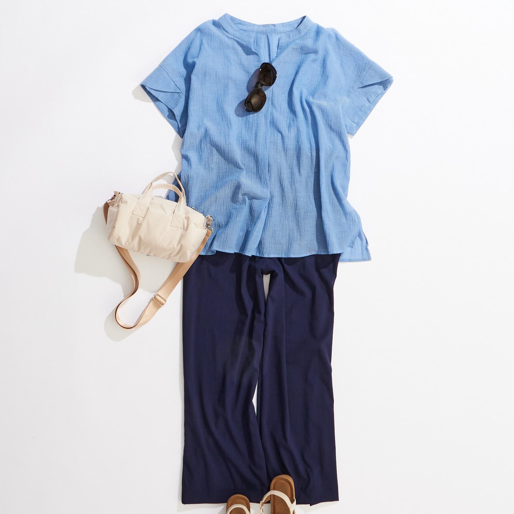 SHOO･LA･RUE「【S-LL】きれいに体型カバー さらシャリコットン スキッパーシャツ」|シャツ・ブラウス|