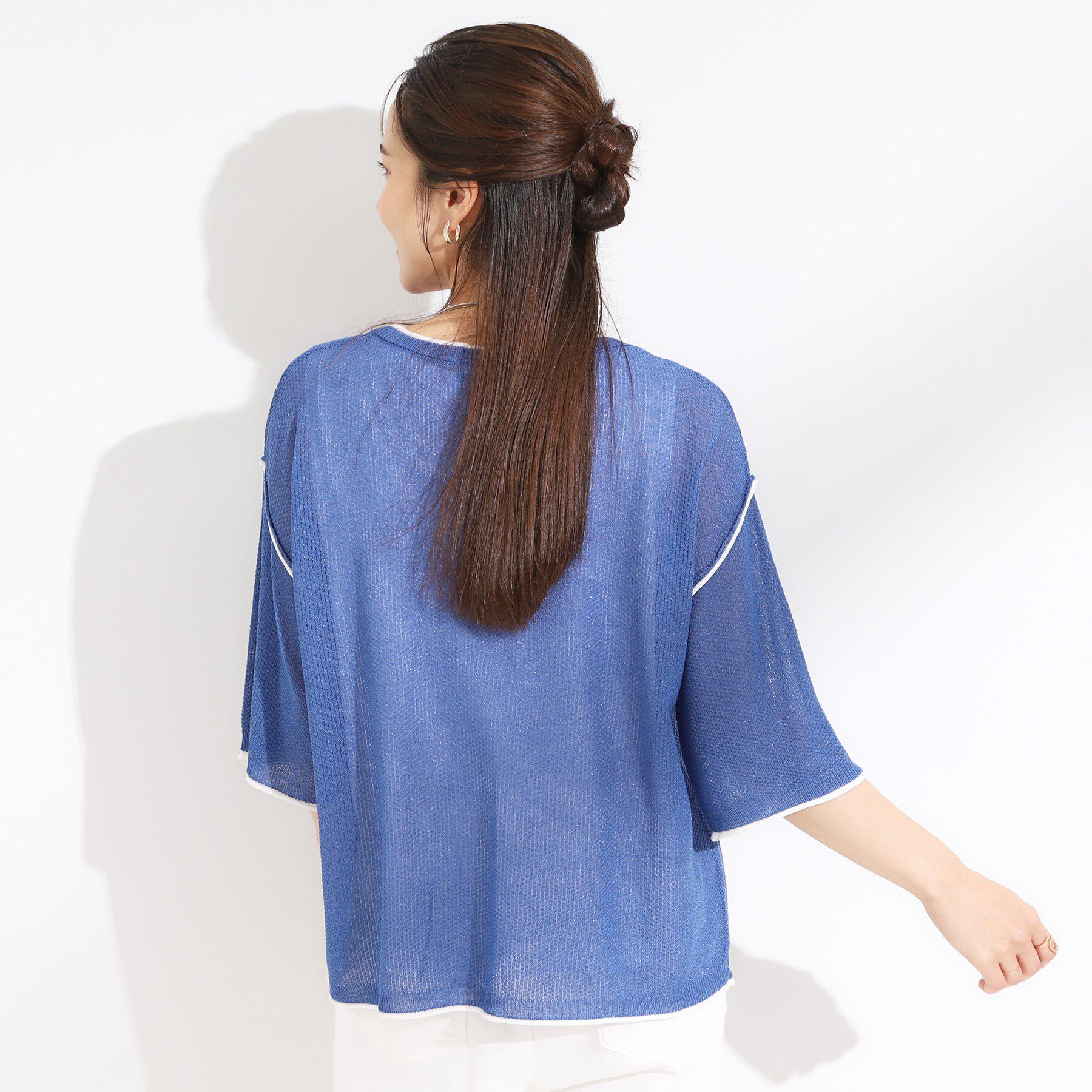 SHOO･LA･RUE「【S-LL/2点セット】配色使いがアクセント 半袖ニット+タンクトップ」|その他|