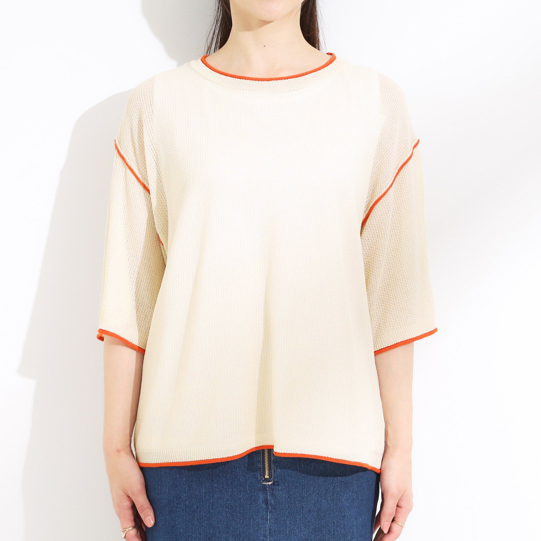 SHOO･LA･RUE「【S-LL/2点セット】配色使いがアクセント 半袖ニット+タンクトップ」|その他|