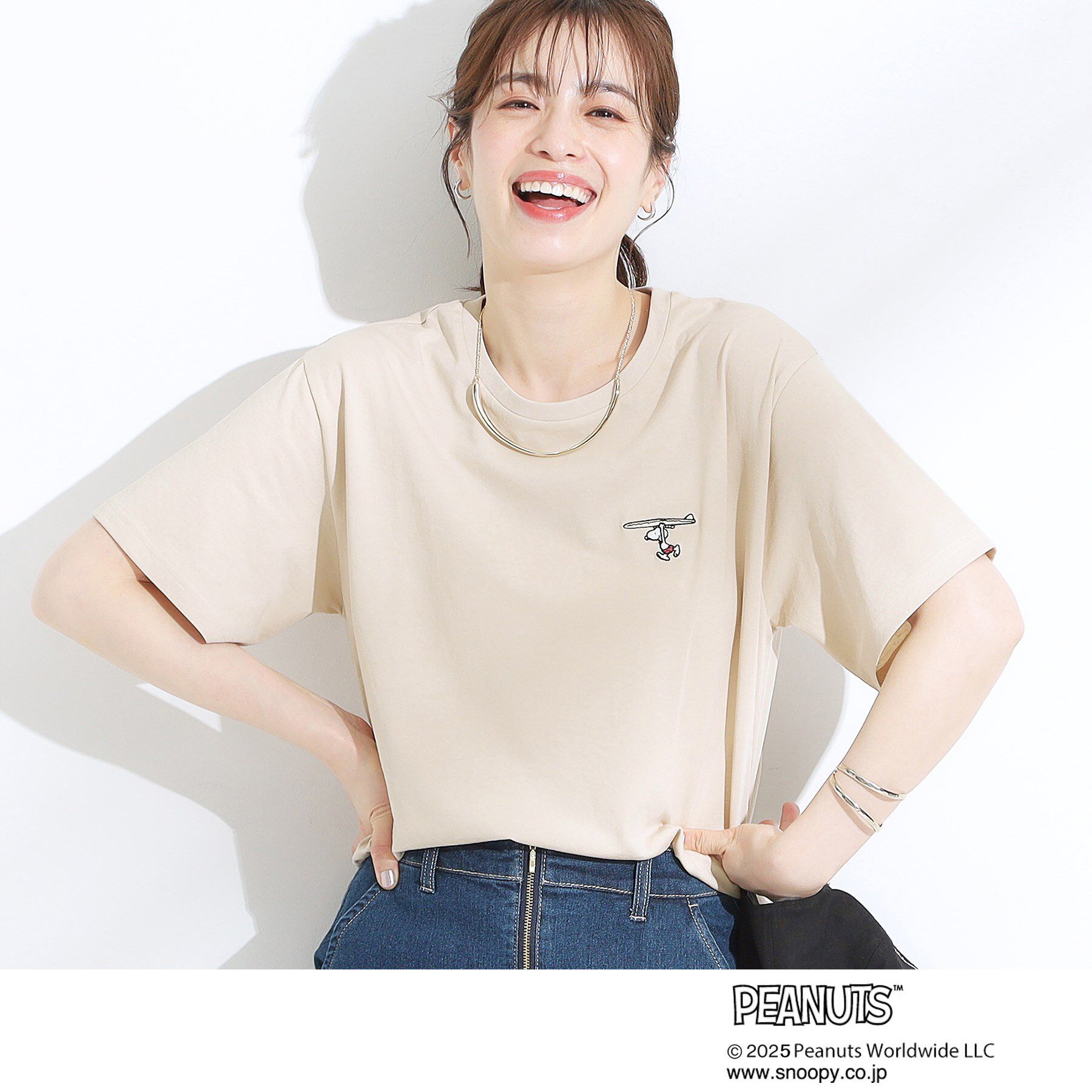 SHOO･LA･RUE「【PEANUTS】ひんやりTシャツ」|Tシャツ・カットソー|ライトベージュ(05