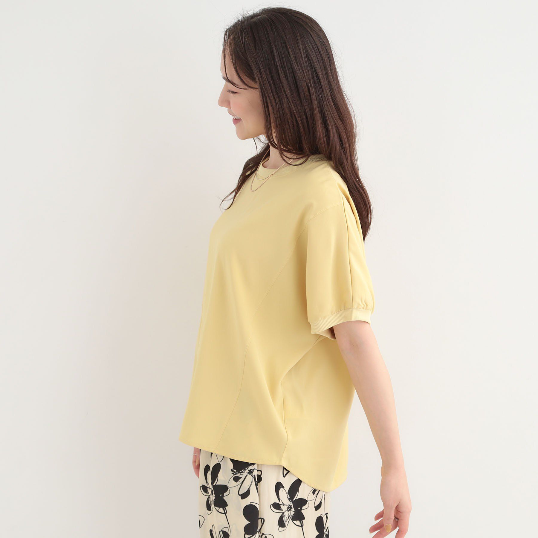 SHOO･LA･RUE「【ひんやり/洗濯後しわになりにくい】リブ切り替えドルマンブラウス」|シャツ・ブラウス|