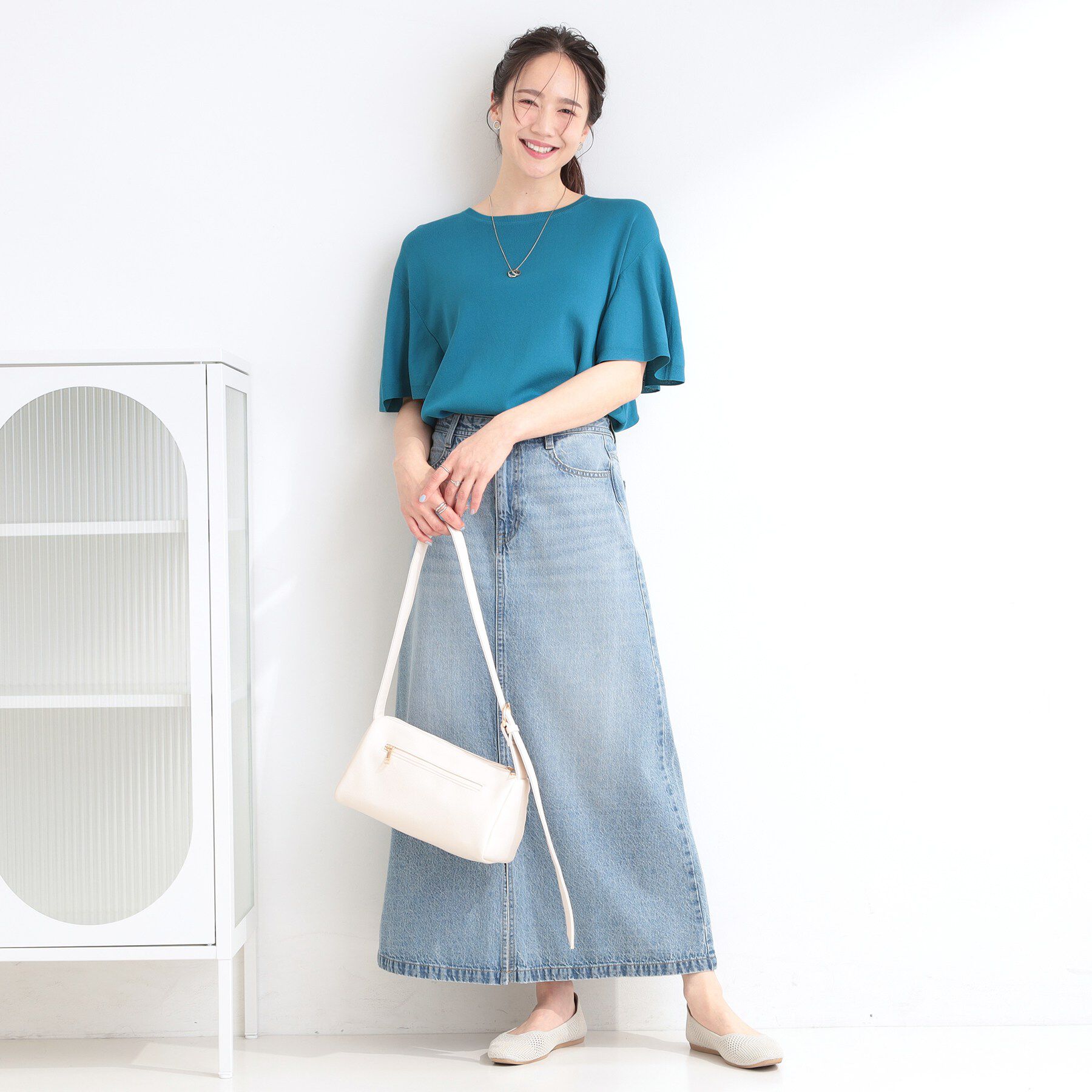 SHOO･LA･RUE「【S-LL】二の腕はカバーして魅せる フレアスリーブニット」|ニット・セーター|