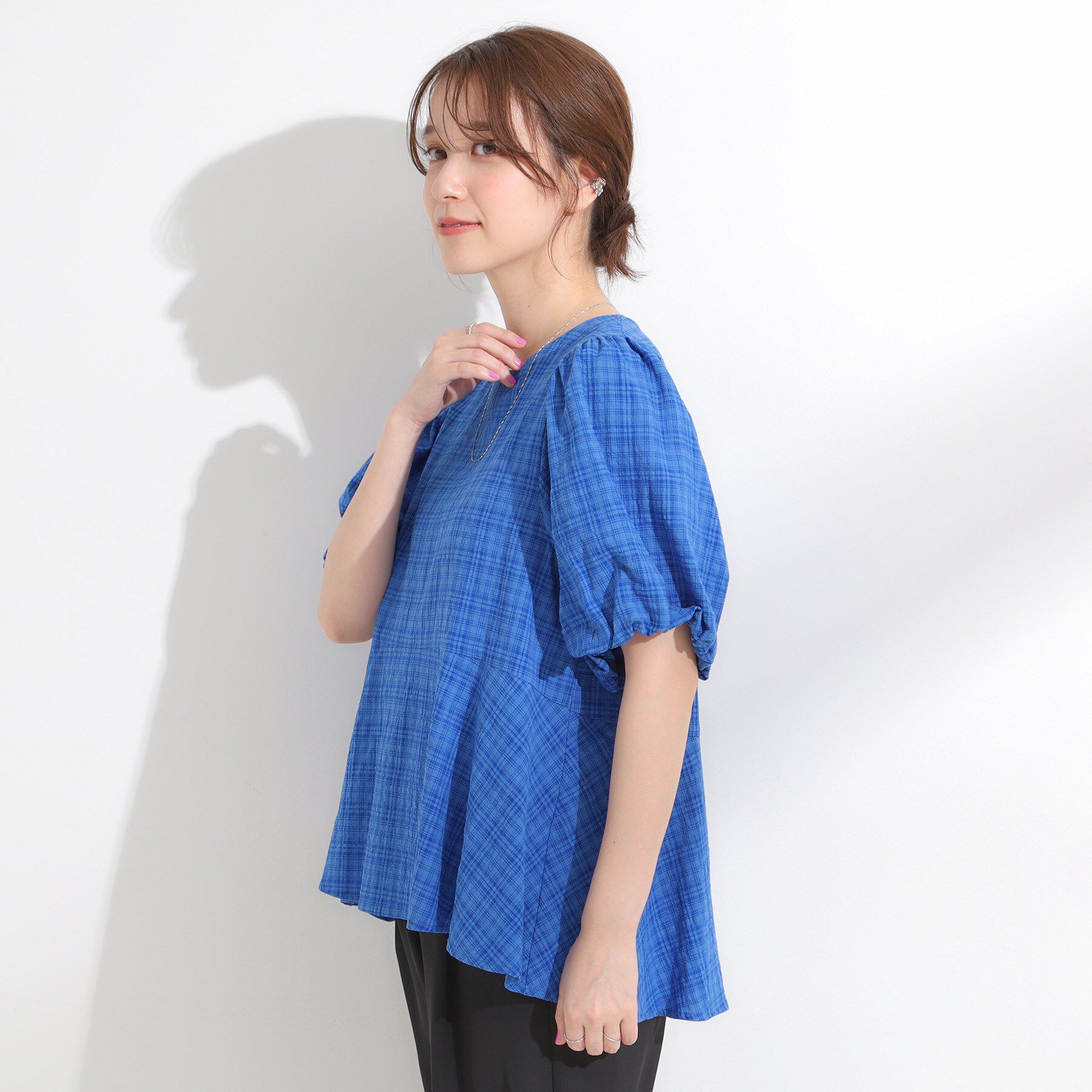 SHOO･LA･RUE「【S-LL】バルーン袖で大人可愛く ペプラムブラウス」|シャツ・ブラウス|