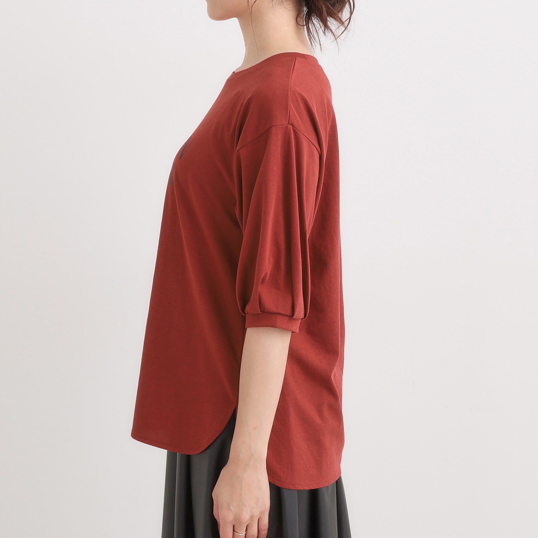 SHOO･LA･RUE「【ひんやり/S-LL】大人の五分袖プリントTシャツ」|Tシャツ・カットソー|