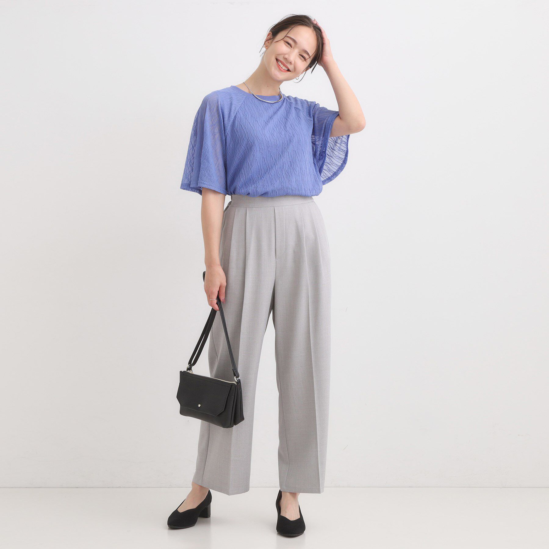 SHOO･LA･RUE「【S-LL/二の腕カバー】ウエーブ柄 インナードッキングトップス」|Tシャツ・カットソー|