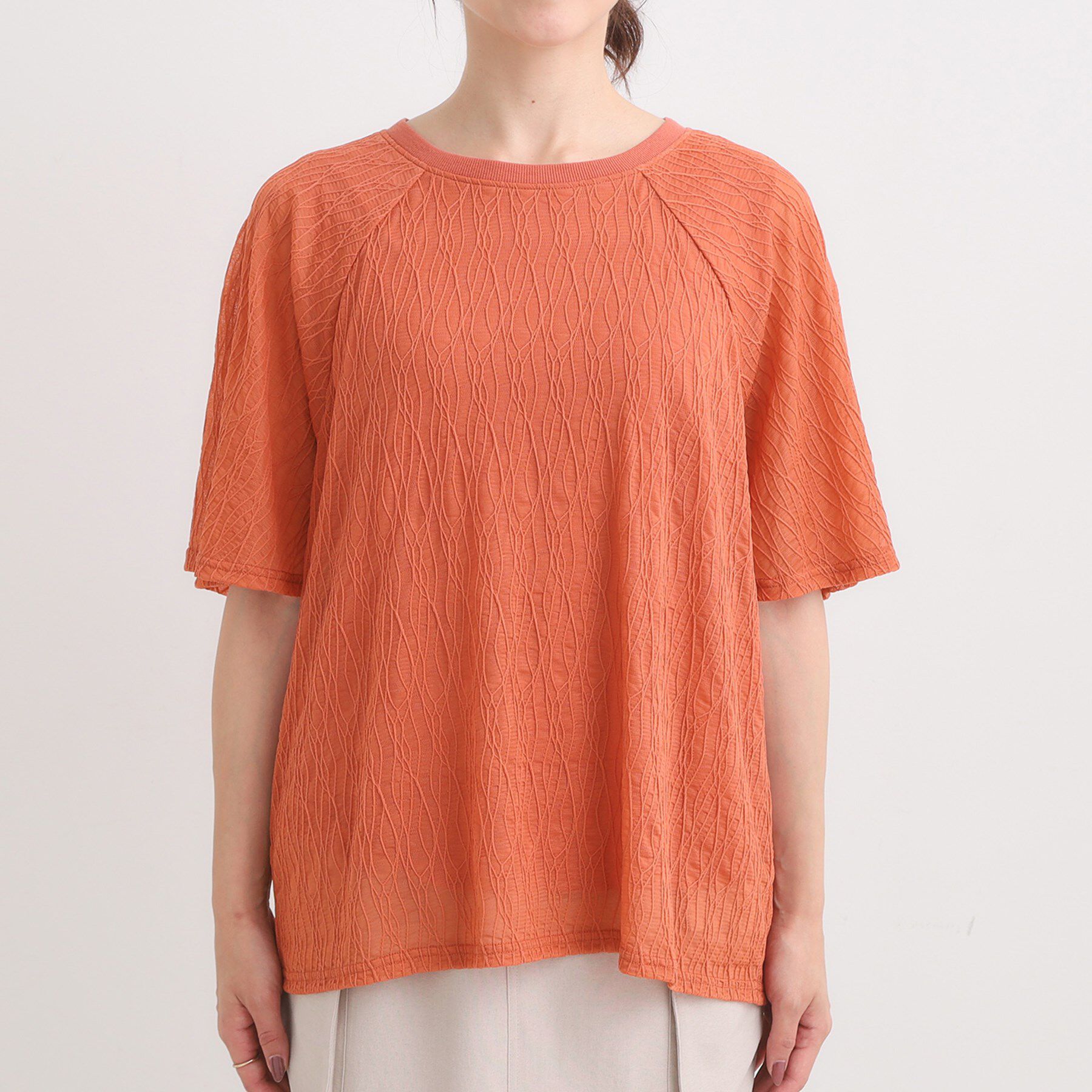 SHOO･LA･RUE「【S-LL/二の腕カバー】ウエーブ柄 インナードッキングトップス」|Tシャツ・カットソー|