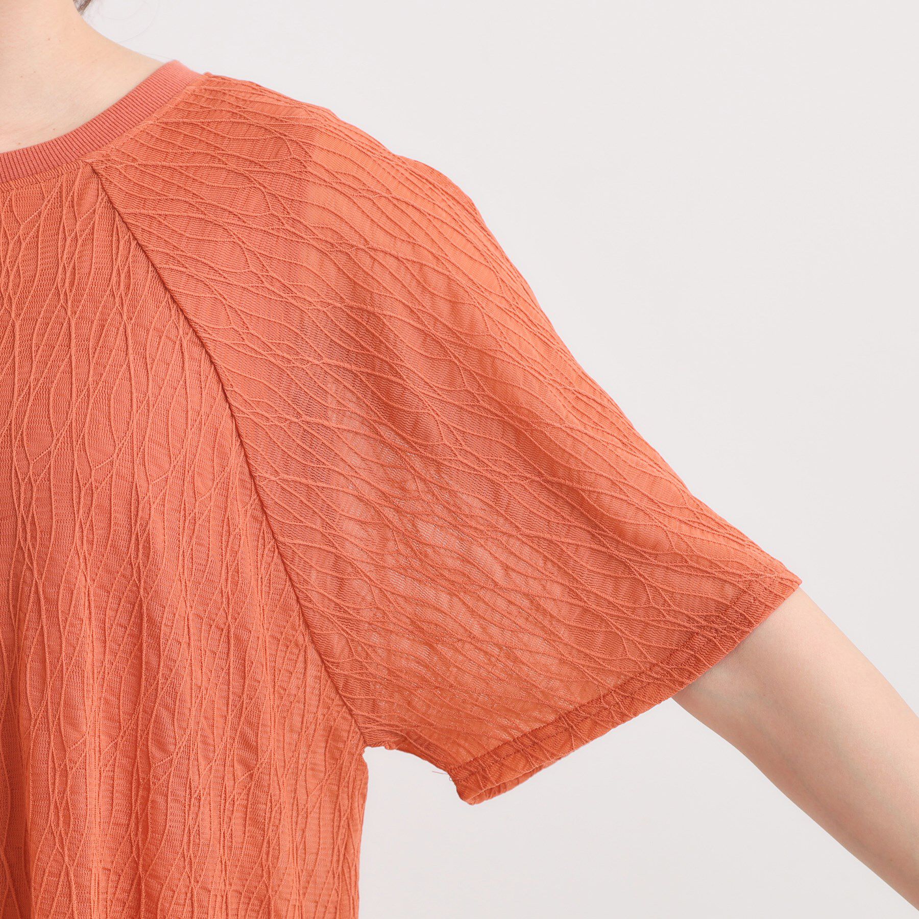 SHOO･LA･RUE「【S-LL/二の腕カバー】ウエーブ柄 インナードッキングトップス」|Tシャツ・カットソー|