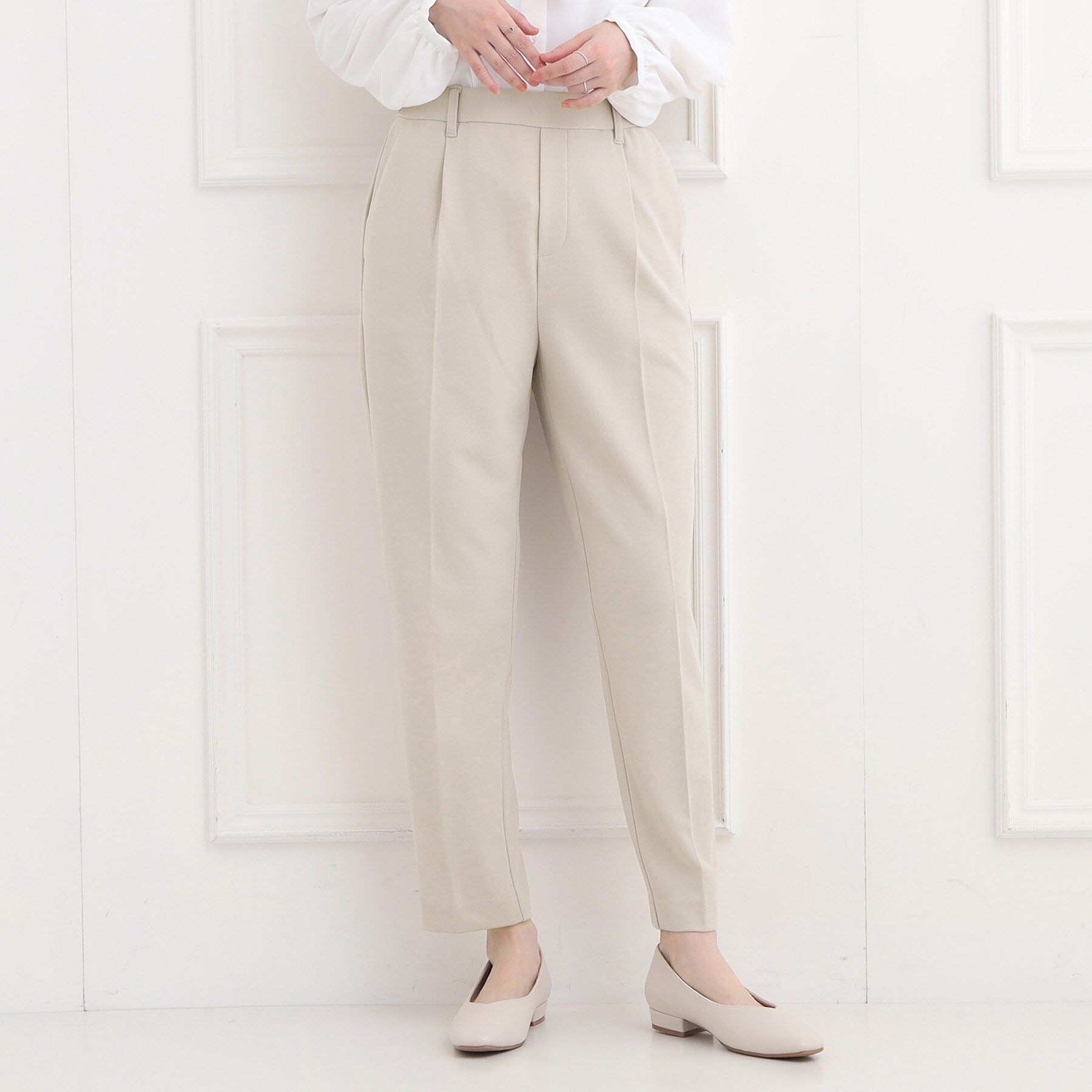 SHOO･LA･RUE「【洗濯機可/セットアップ可/S-3L】きちんと楽に。カットジョーゼット テーパードパンツ」|その他|