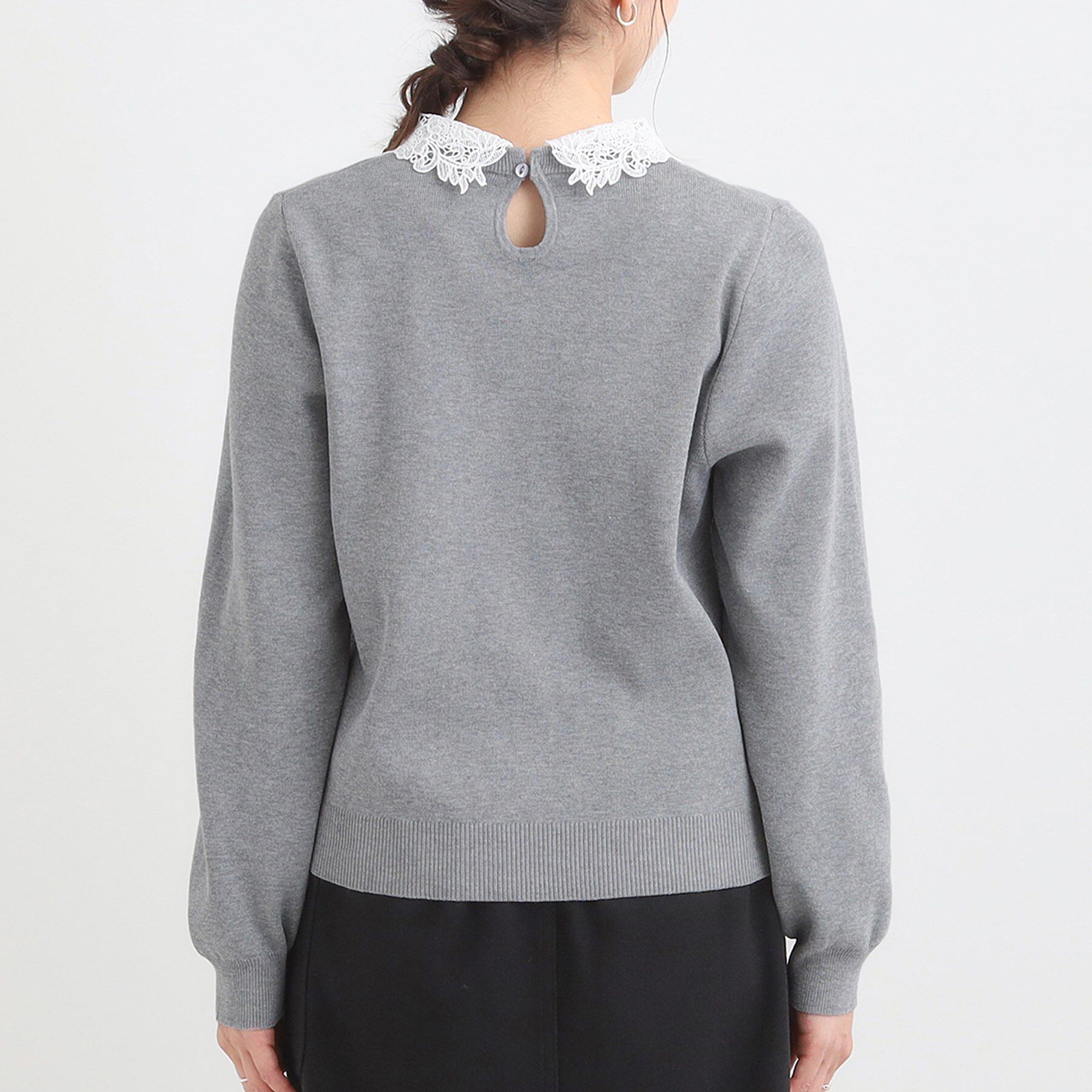 SHOO･LA･RUE「【襟取り外し可/S-LL】上品見え レース襟ニット」|ニット・セーター|